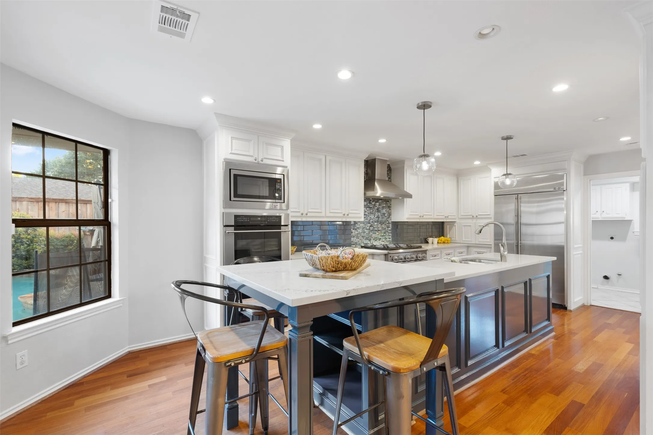 Center island in updated kitchen.