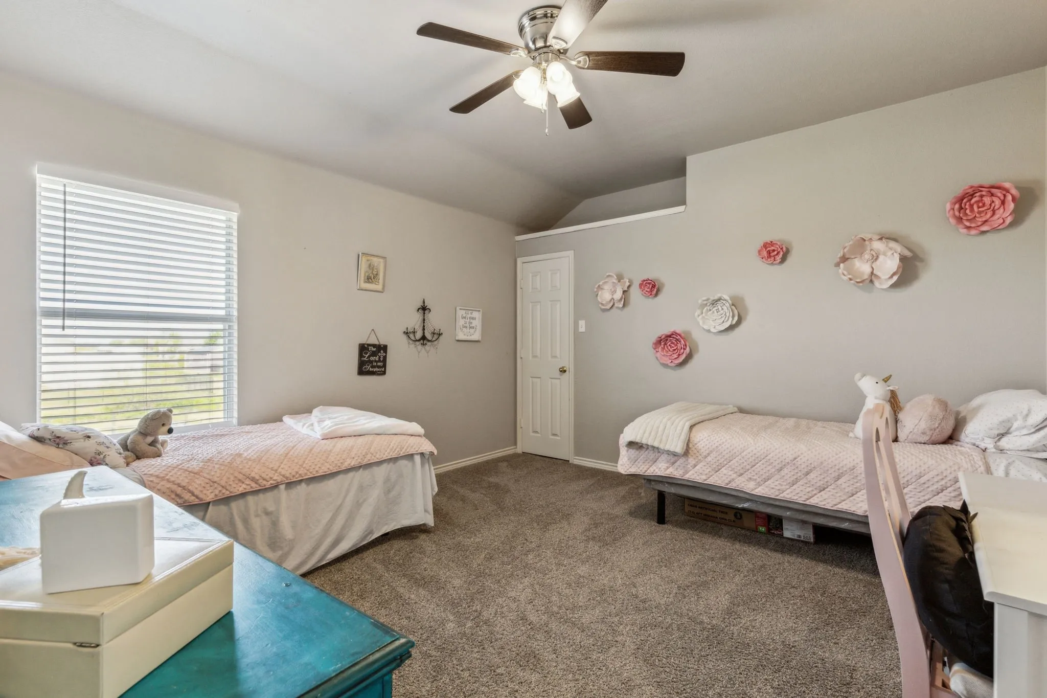 Third bedroom with huge closet and views of the pool.