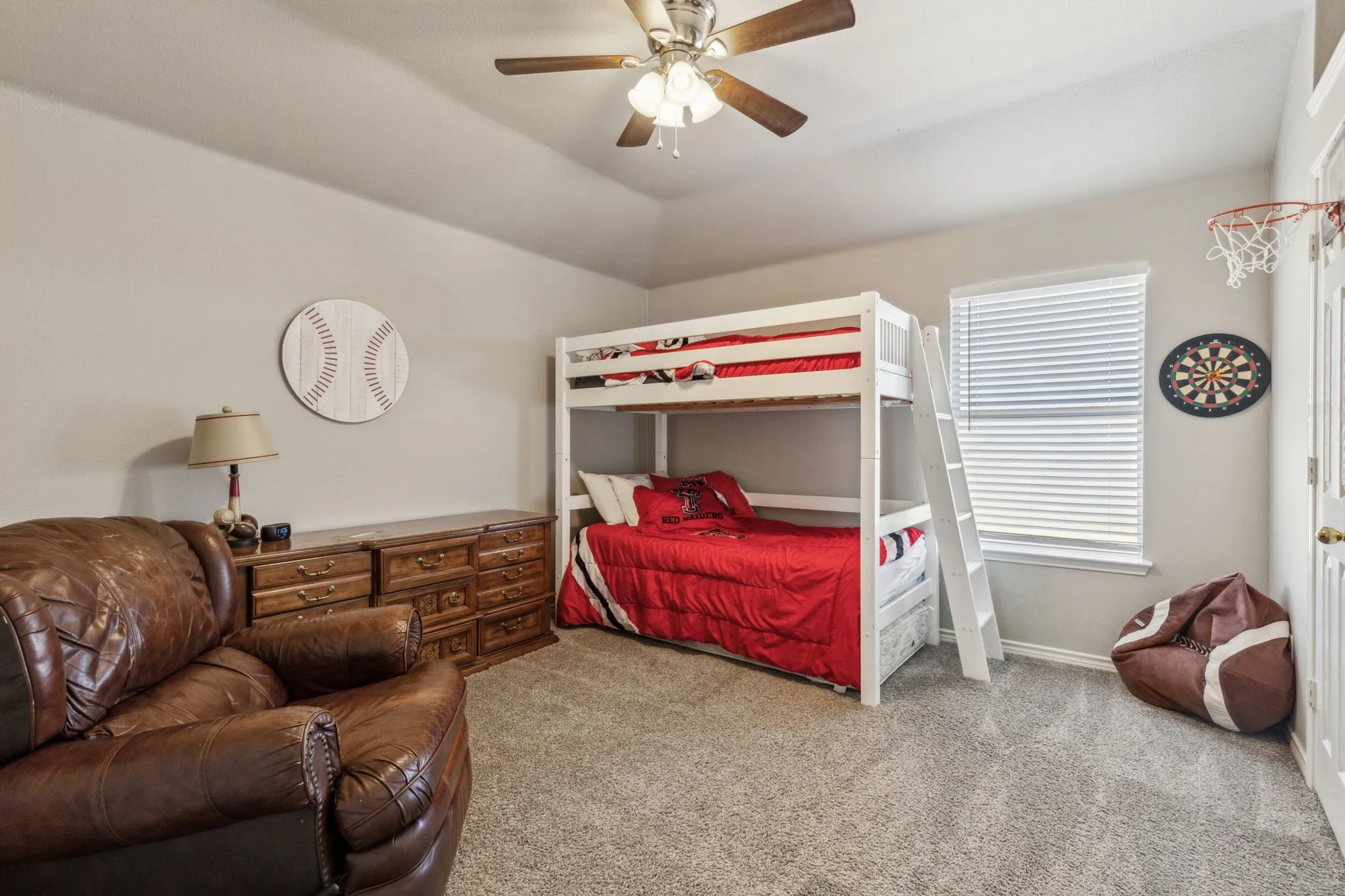Second bedroom with huge walk-in closet (not shown) and views of the pool!