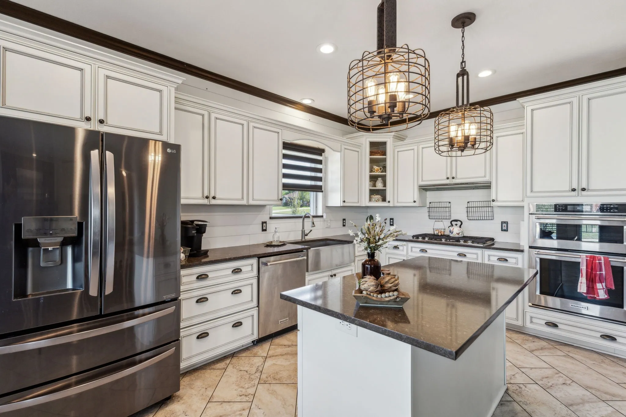Another view of kitchen, lots of storage, convection oven and microwave.