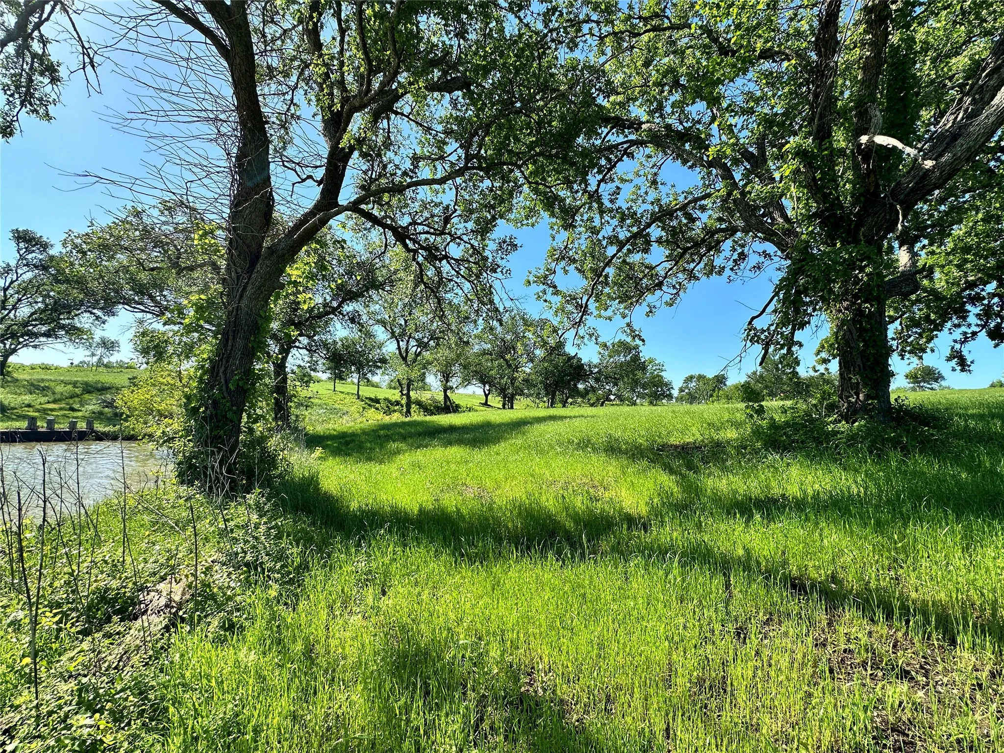 Tree-shaded lakefront setting offers peaceful outdoor living on this 1.38-acre waterfront lot.