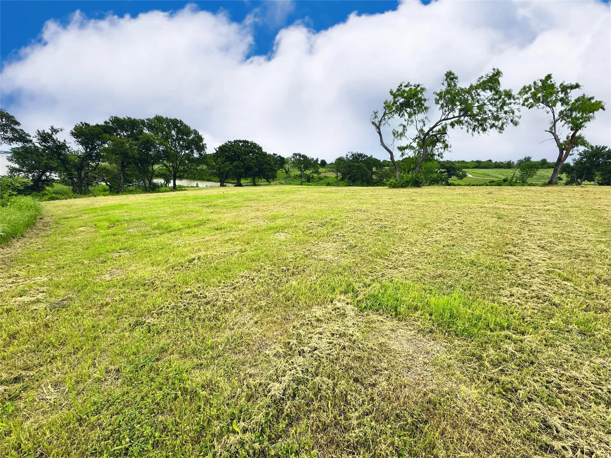 Cleared homesite with green space offers flexibility for a custom lake house design.