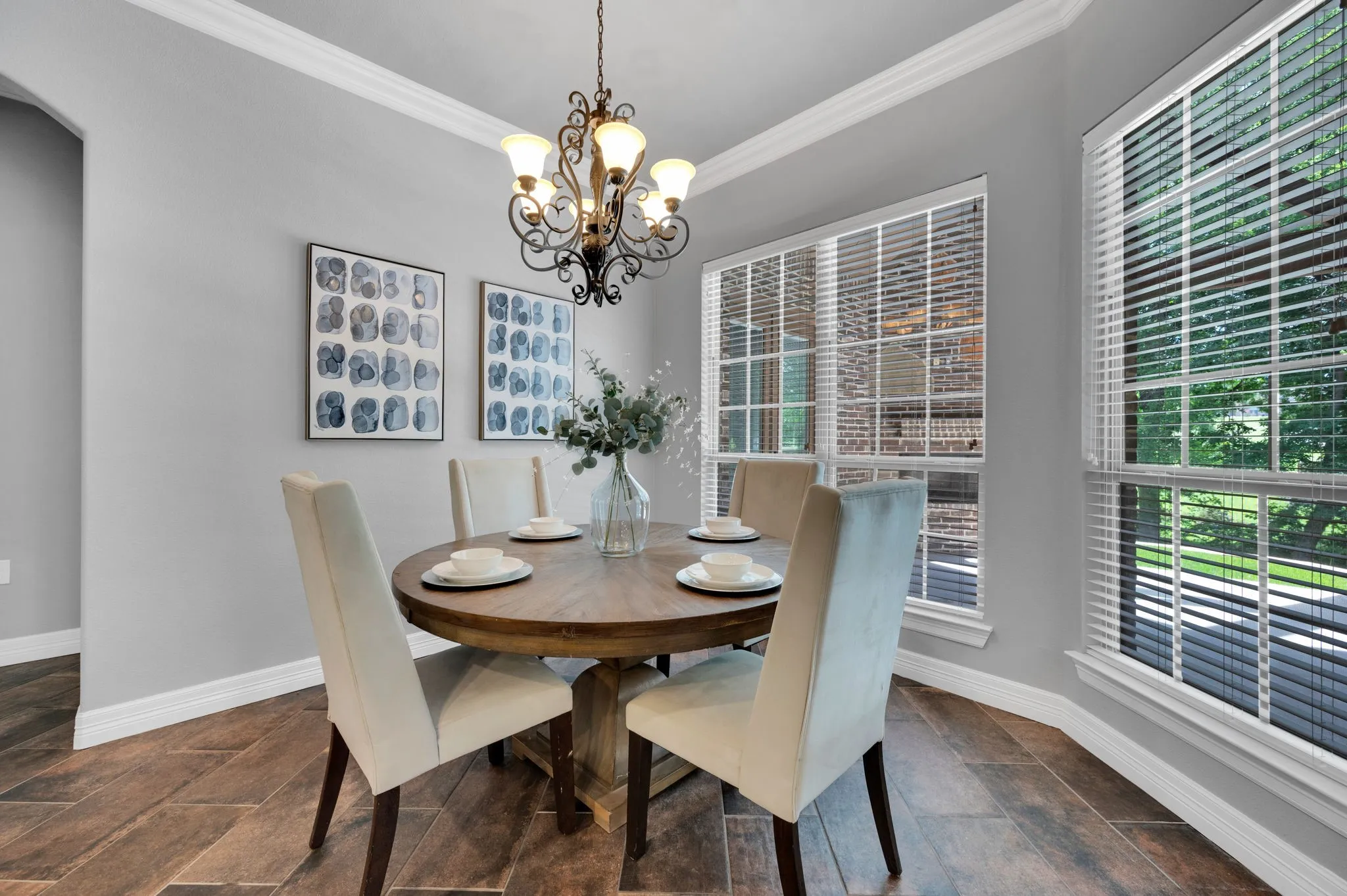 Dining area or breakfast nook with tons of natural lighting