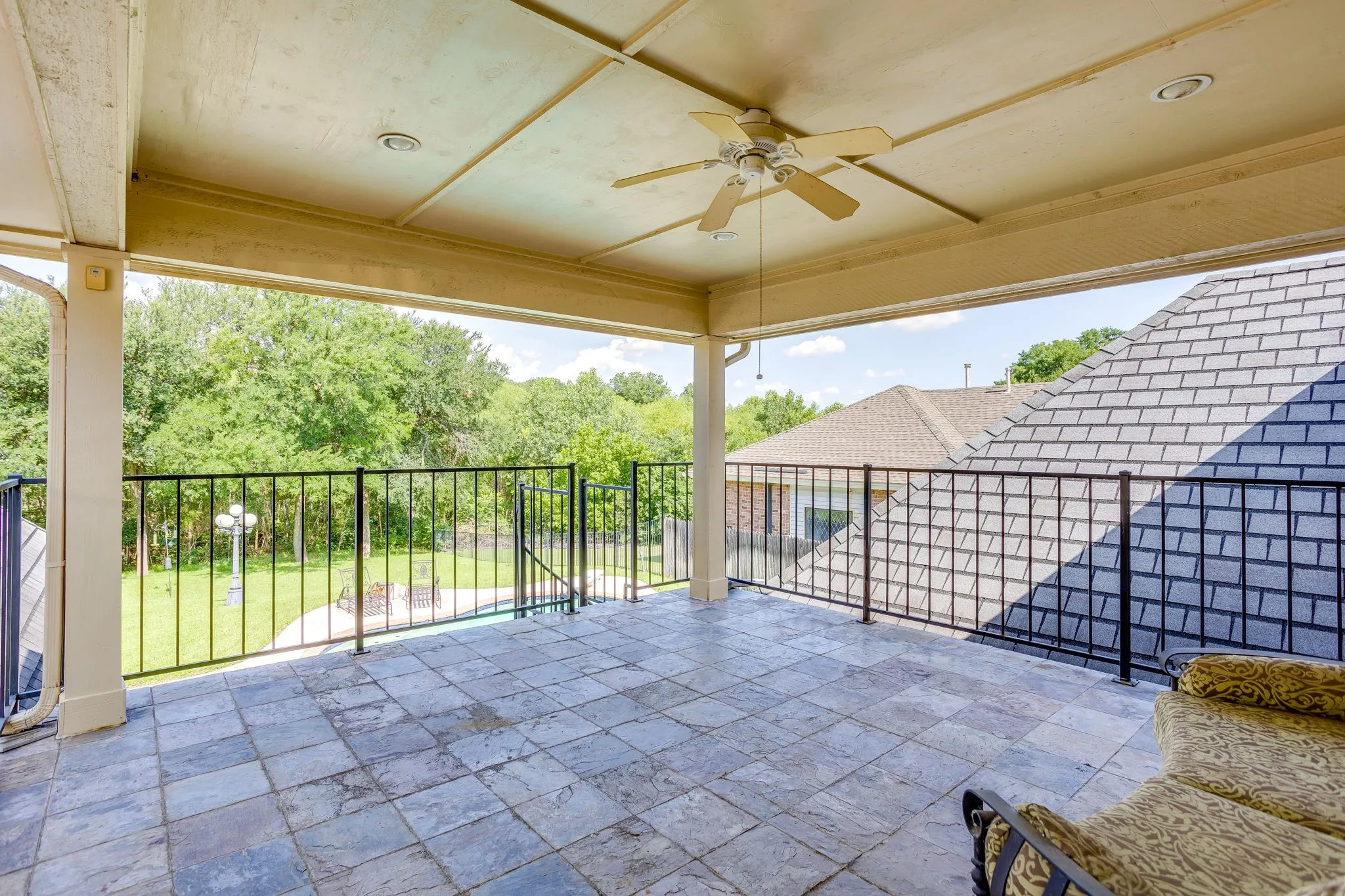 Balcony with Spiral Staircase to Pool