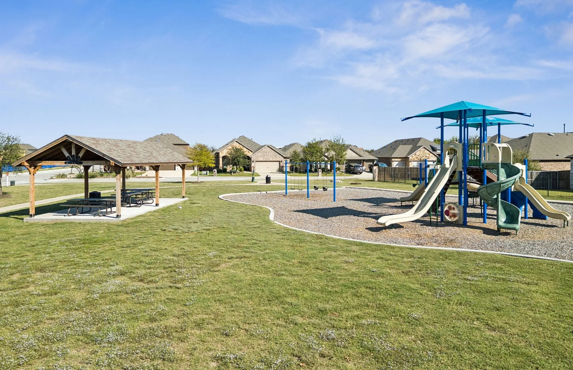 Community playground with shaded area
