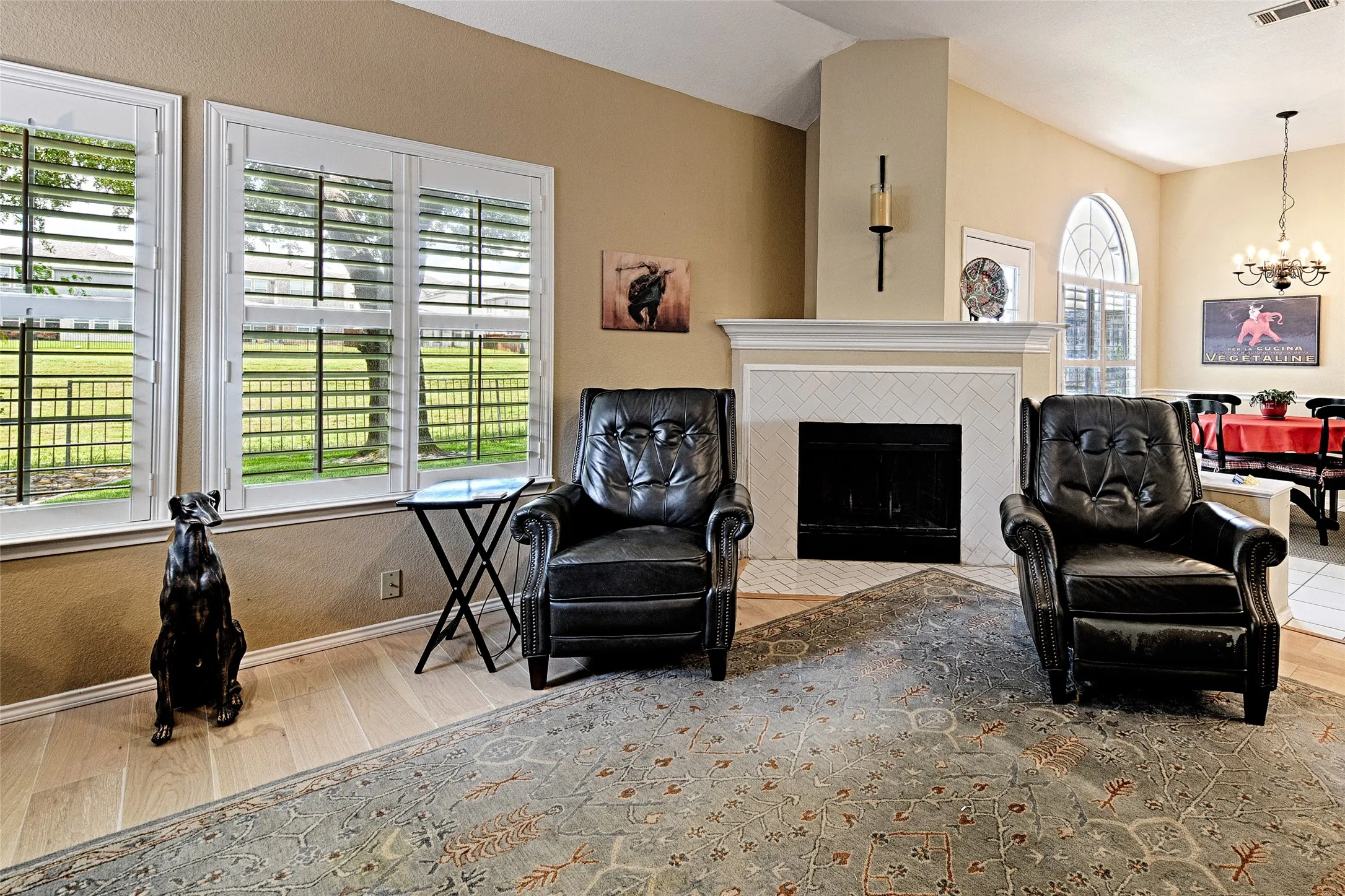 Family room or Den looks out over backyard and canal area.