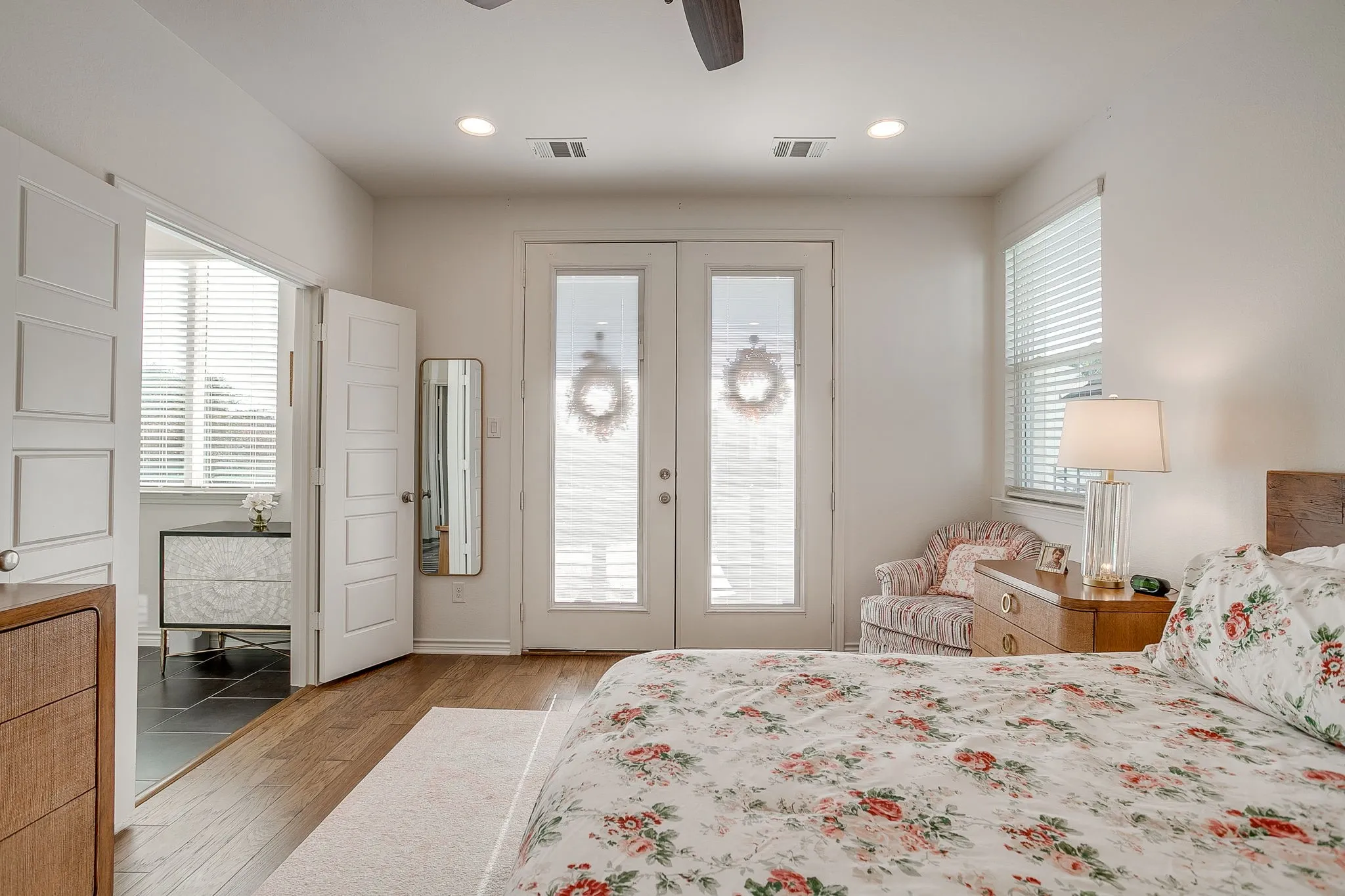 FRENCH DOORS TO UPSTAIRS BALCONY OFF PRIMARY BDRM