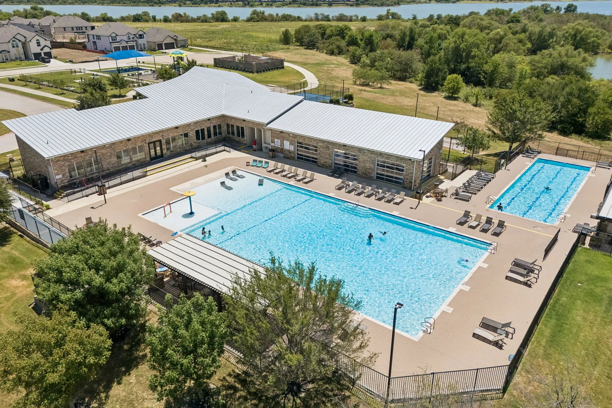 There are two pools, Gym, pickleball, tennis courts, walking trails, playground