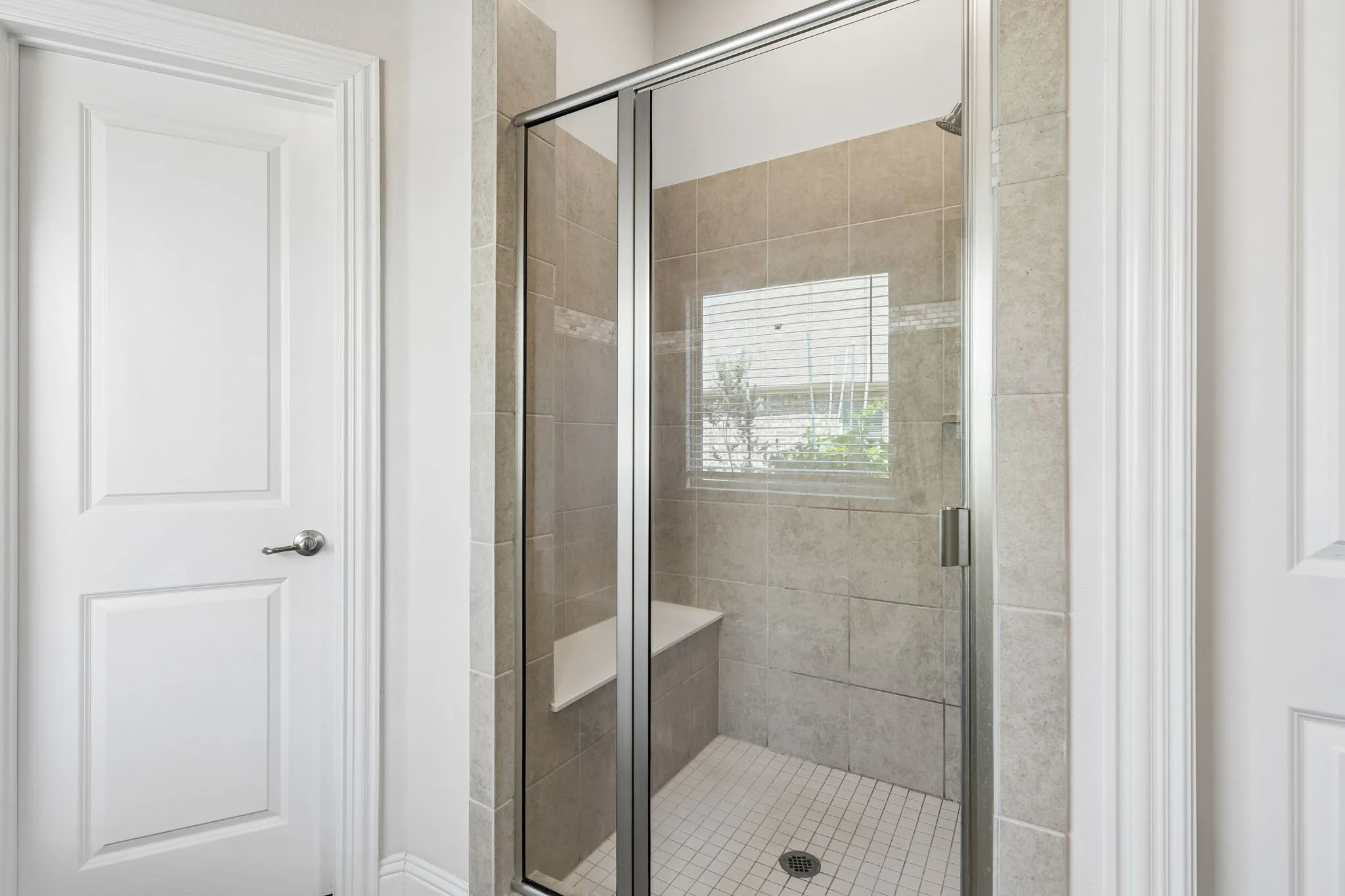 Great view of the large Primary Bath Shower and Bench