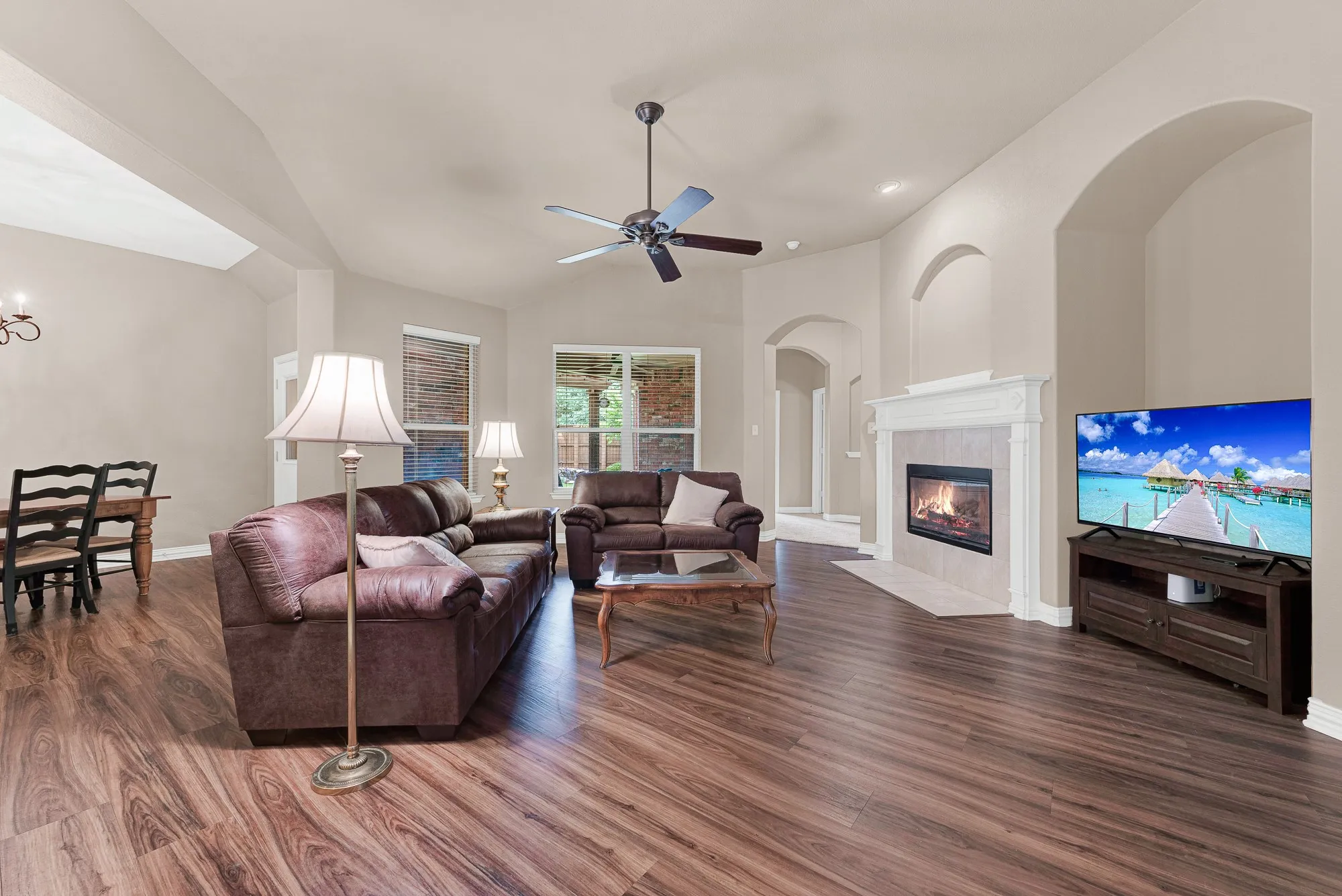 living room with fireplace