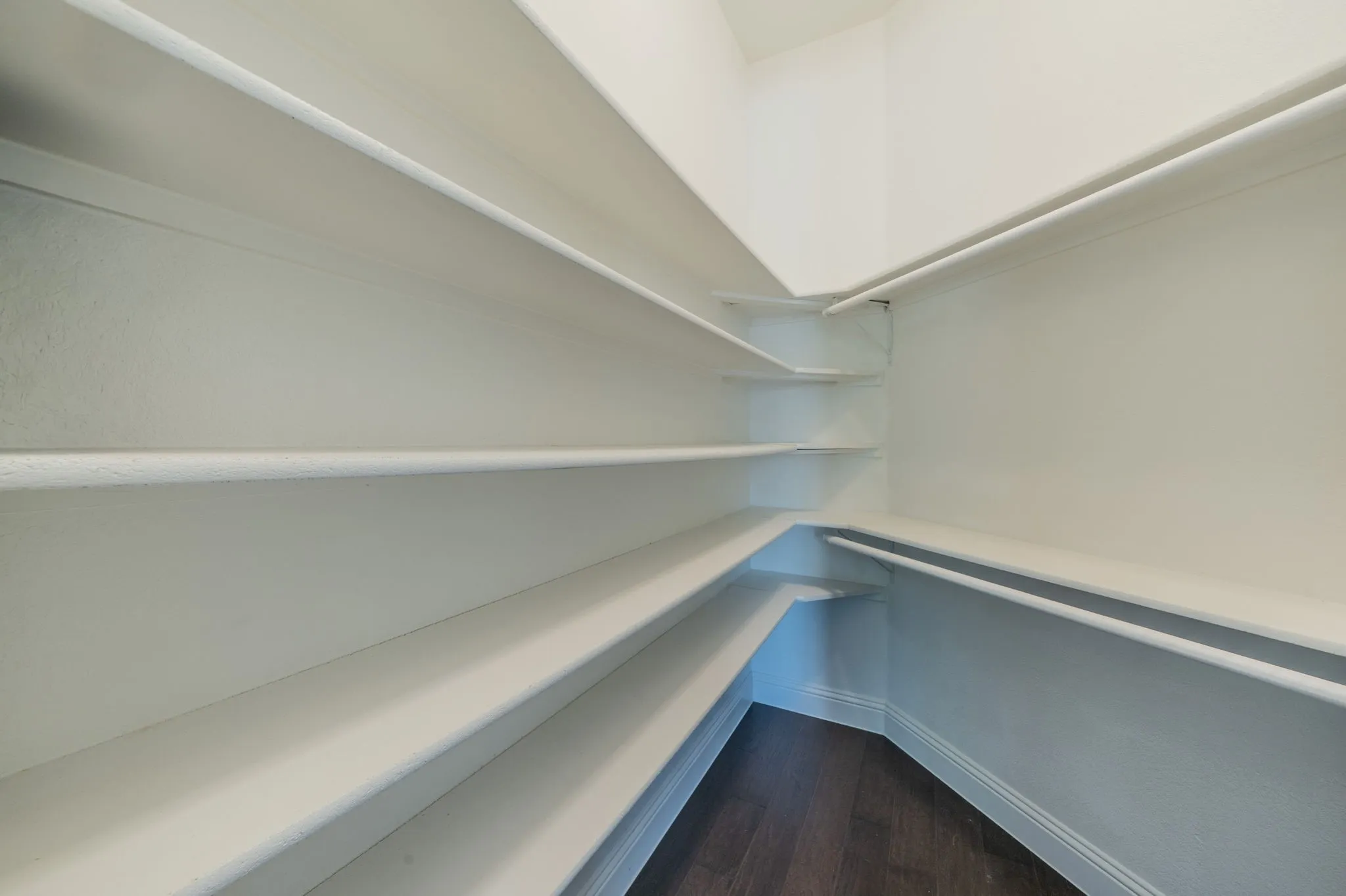 The versatile office includes a large closet.