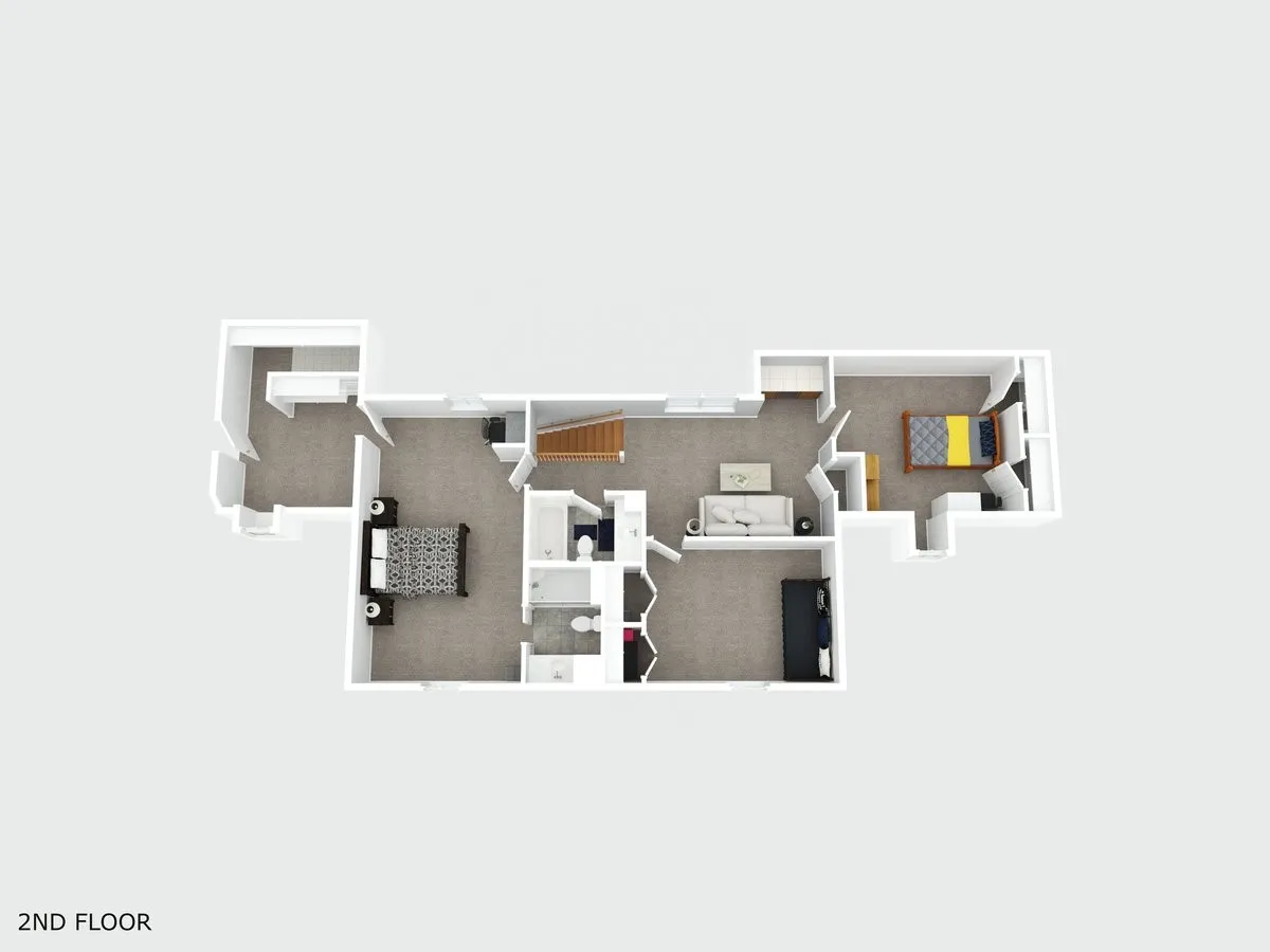 Recessed lighting, with beautiful painted concrete flooring, white paneled cabinetry, and a black refrigerator. This also sits in-between the doors to the garage and backyard doors.