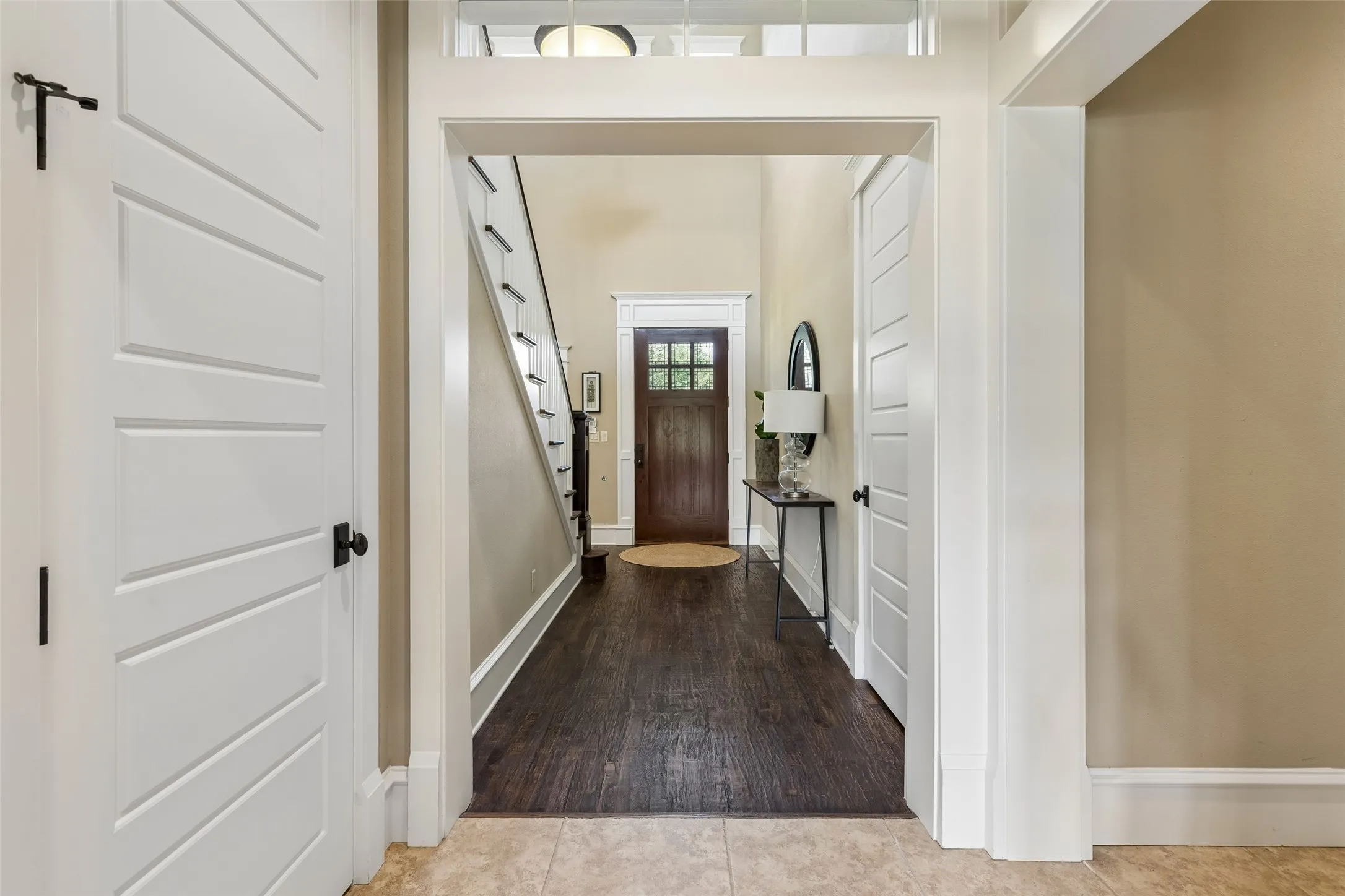 View to front door from the family room