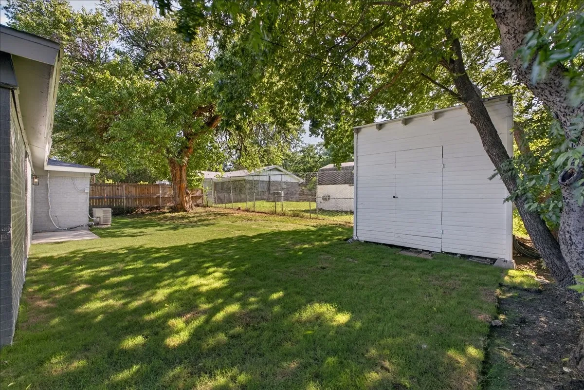 Fenced in backyard