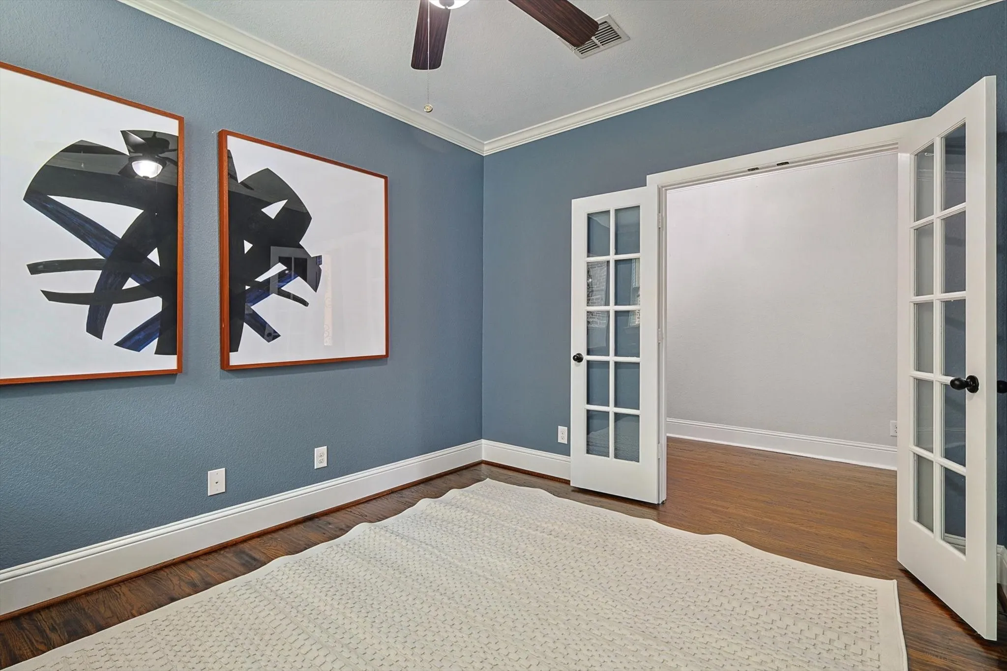Home office with French doors