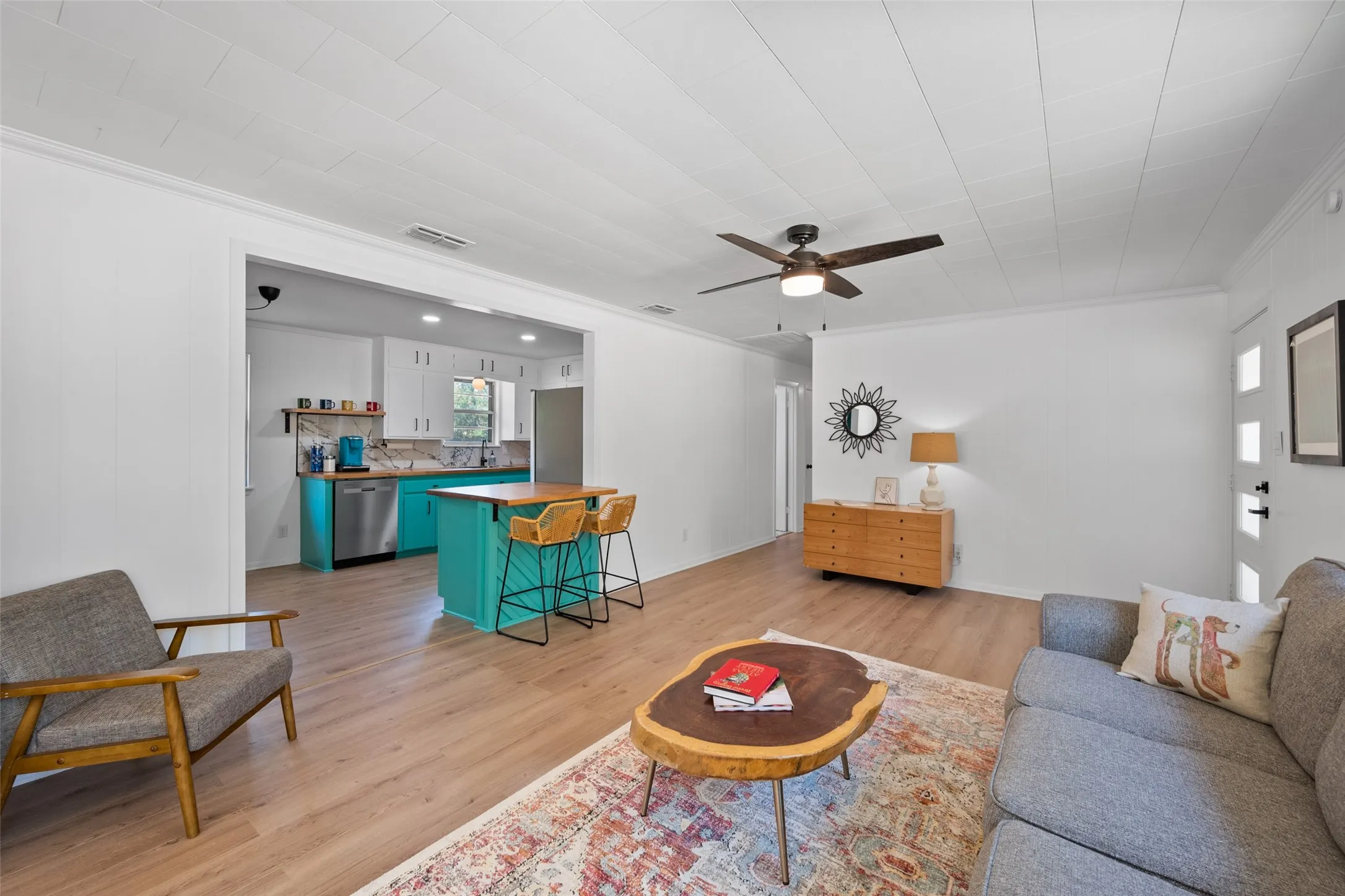 Family room open to the kitchen