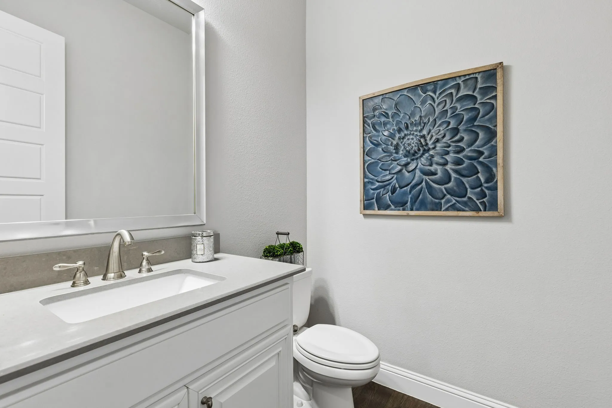 Convenient half bath for guest use