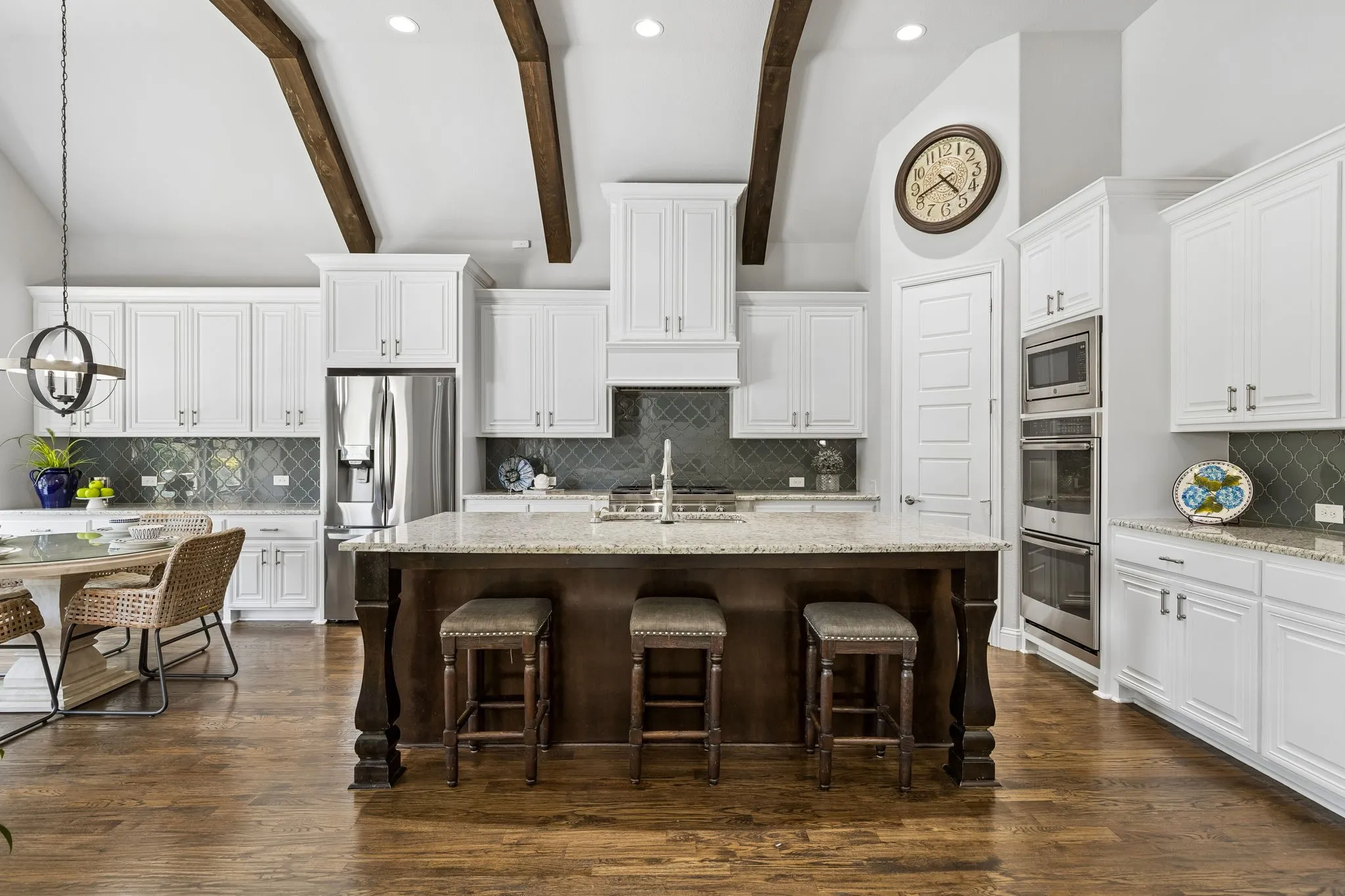 Open kitchen with plenty of cupboard & counter space