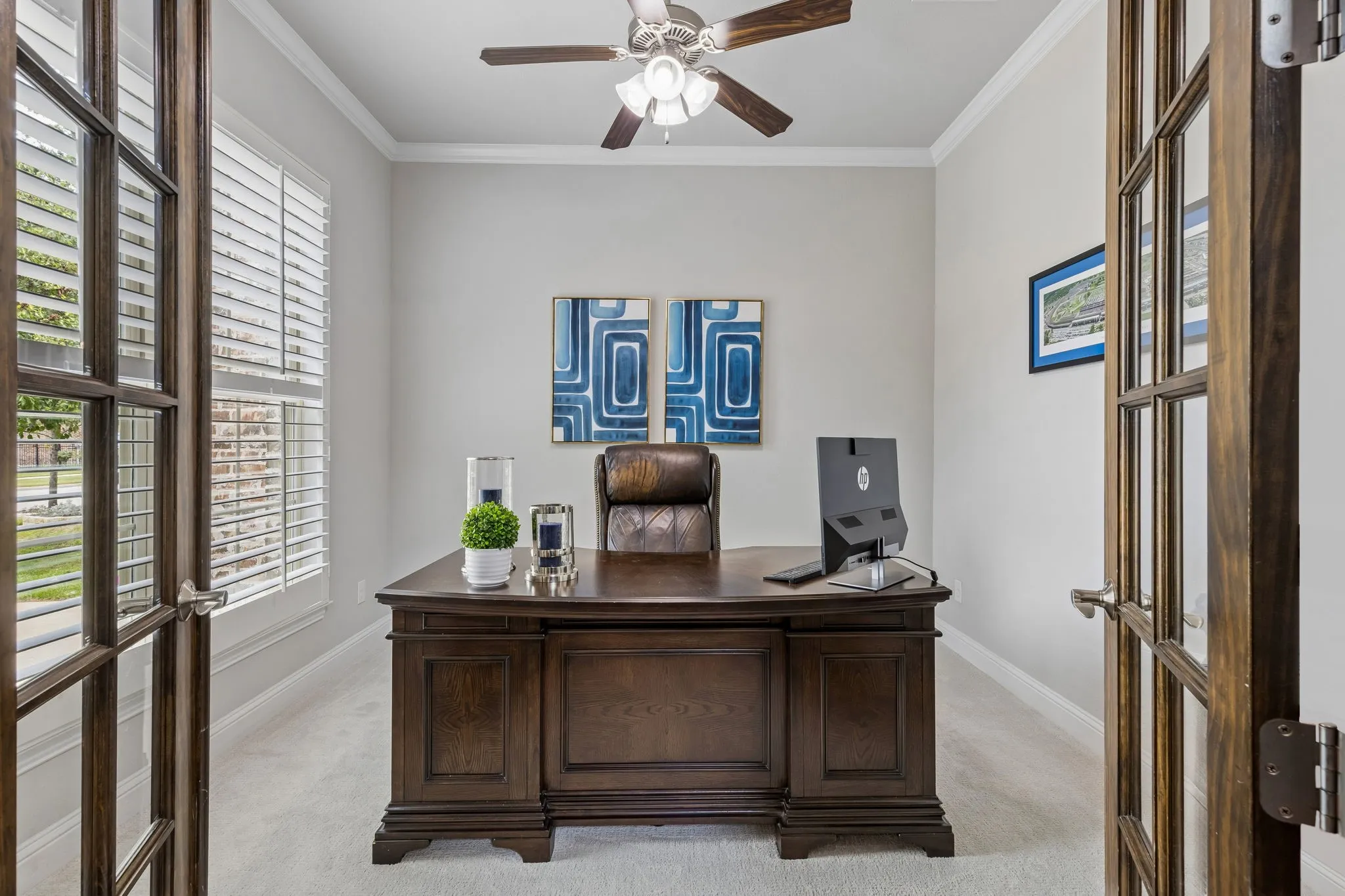 French door entry to office