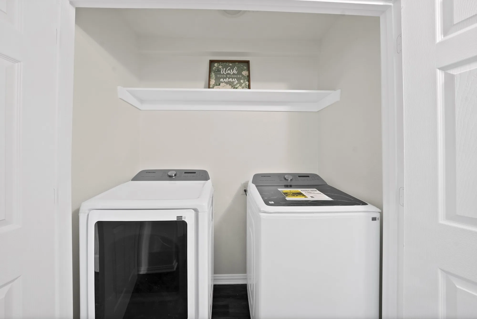laundry closet in the unit with new machines.