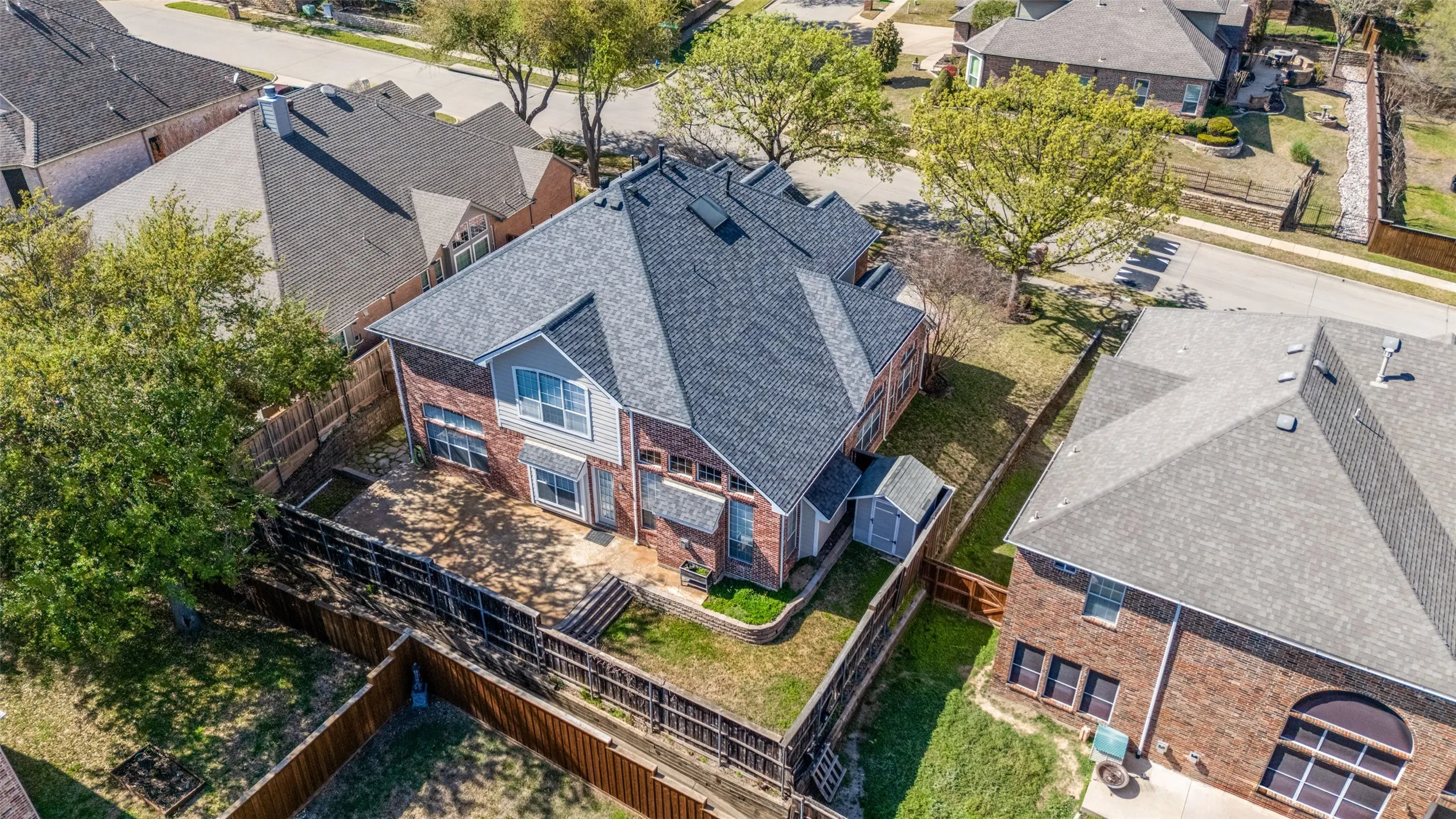 Aerial perspective of a suburban McKinney Texas neighborhood highlighting the broader community setting, established residential streets, and strong North Texas real estate appeal, making this location attractive to buyers searching for homes in McKinney, Collin County, and the greater Dallas-Fort Worth area.