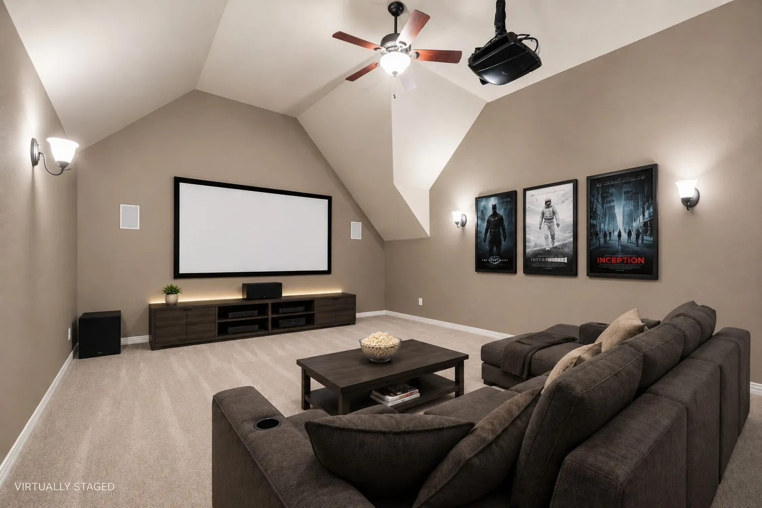 Media room- virtually staged