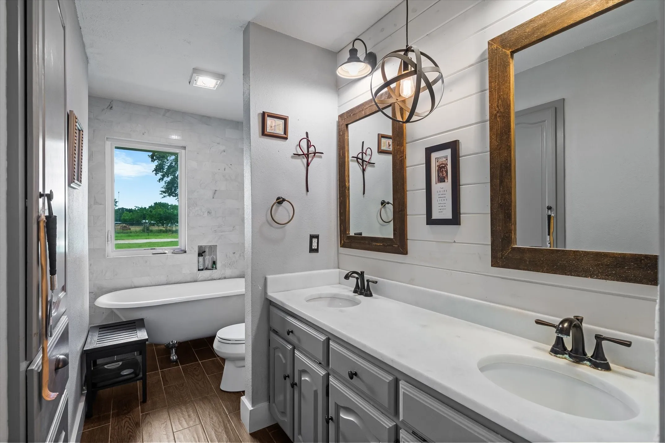 Remodeled Guest bath with dual sinks