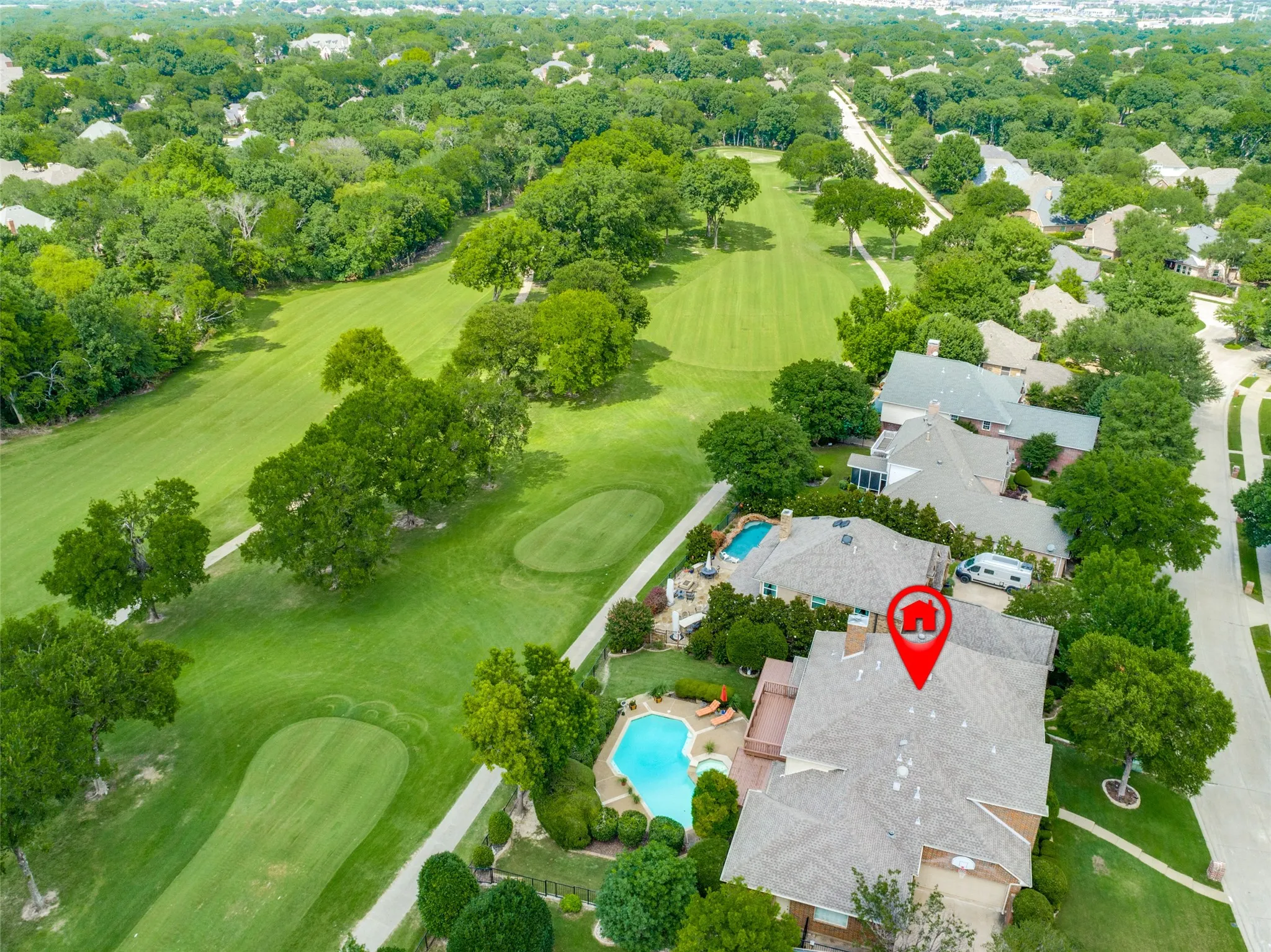 Home is located on Eldorado COuntry Club, on # 3 with a view of # 4. THe best of both - privacy in your own backyard and an extended green space.