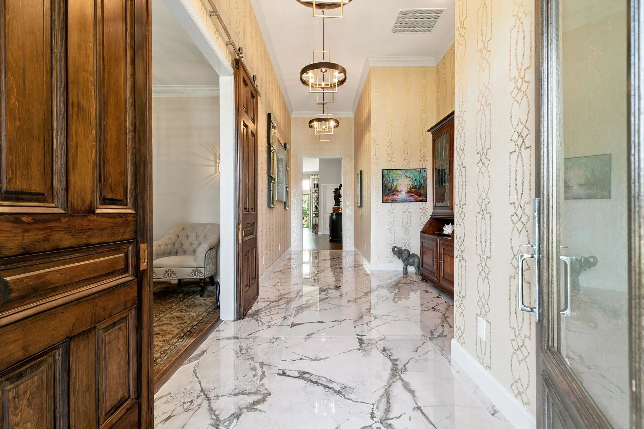 Gorgeous entry with porcelain floors
