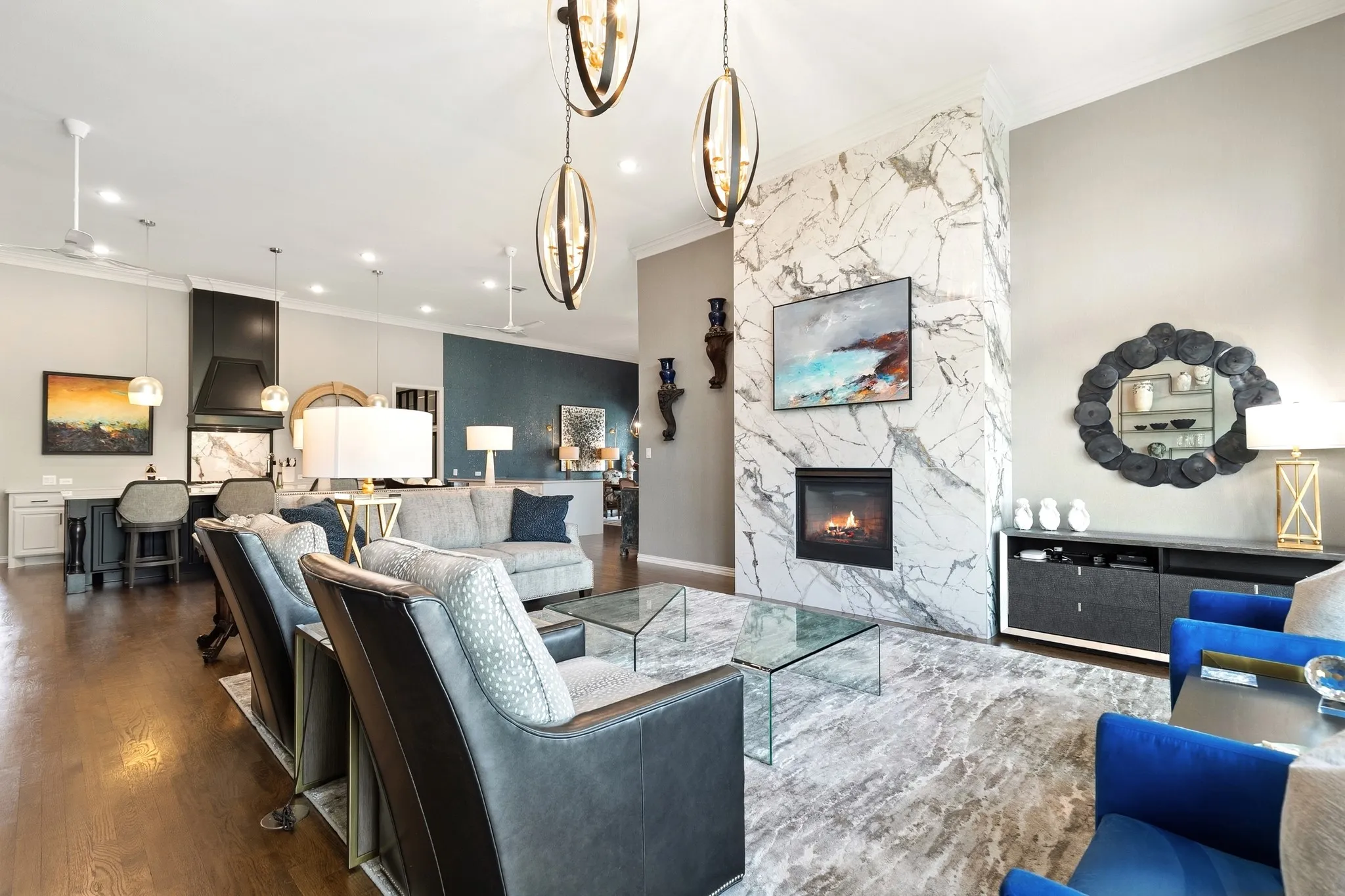 Living room open to kitchen