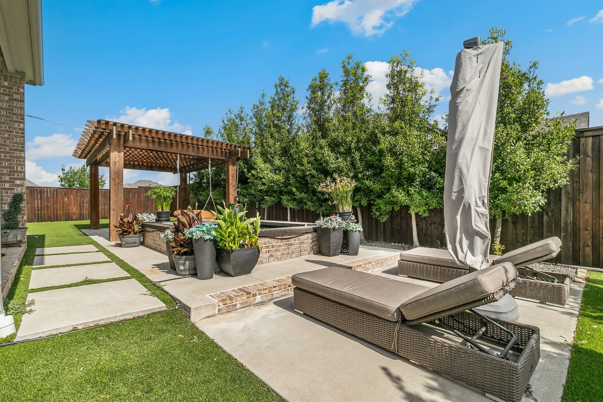 Large private backyard
