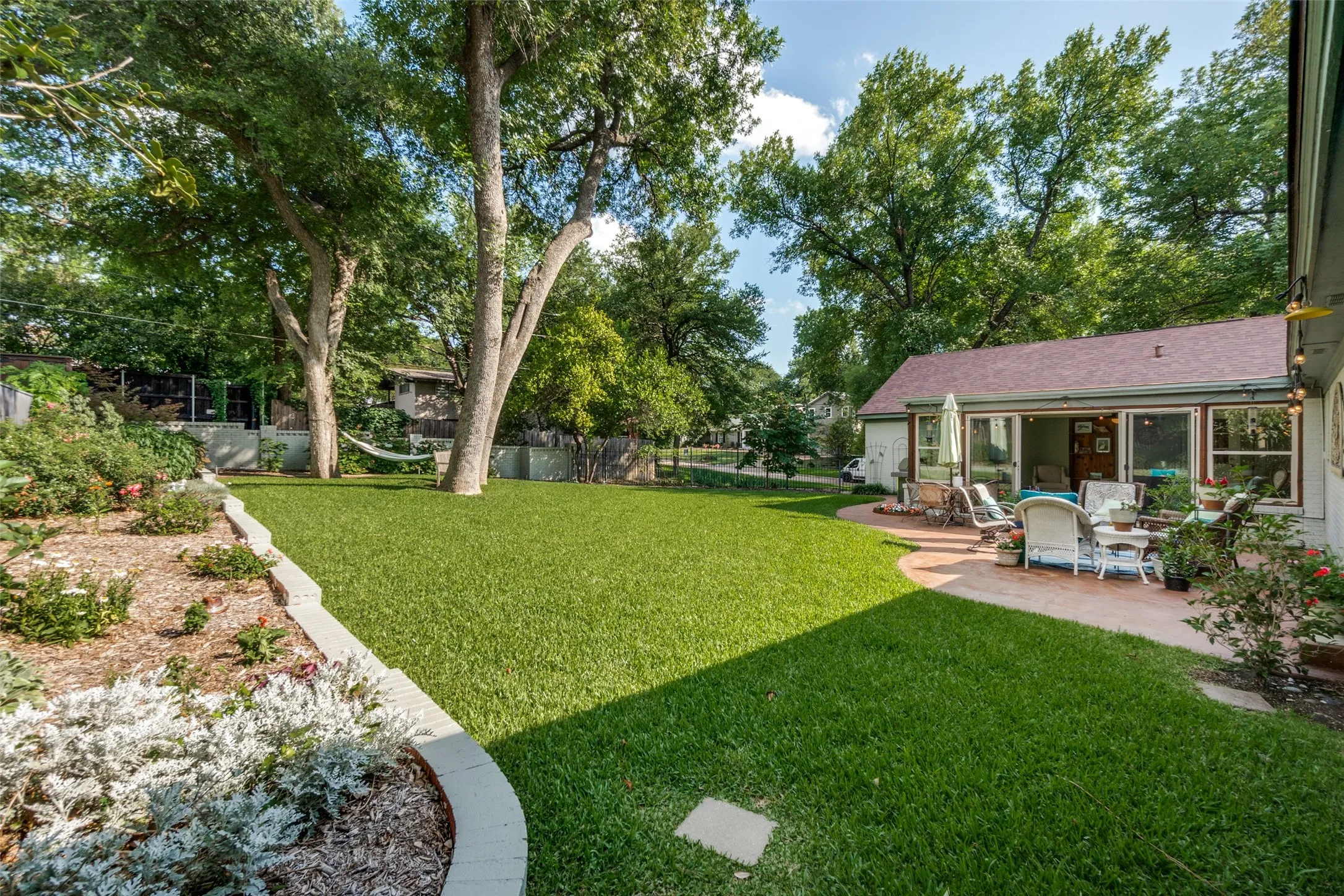 large and lush backyard