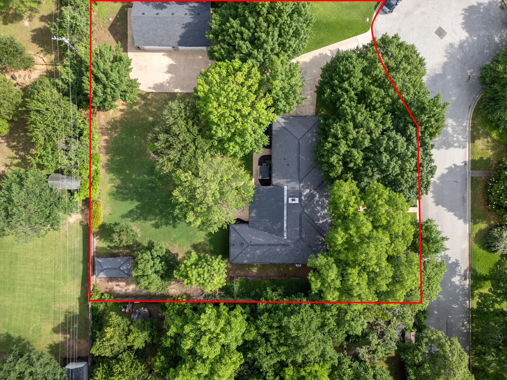 aerial of huge .71 acre lot