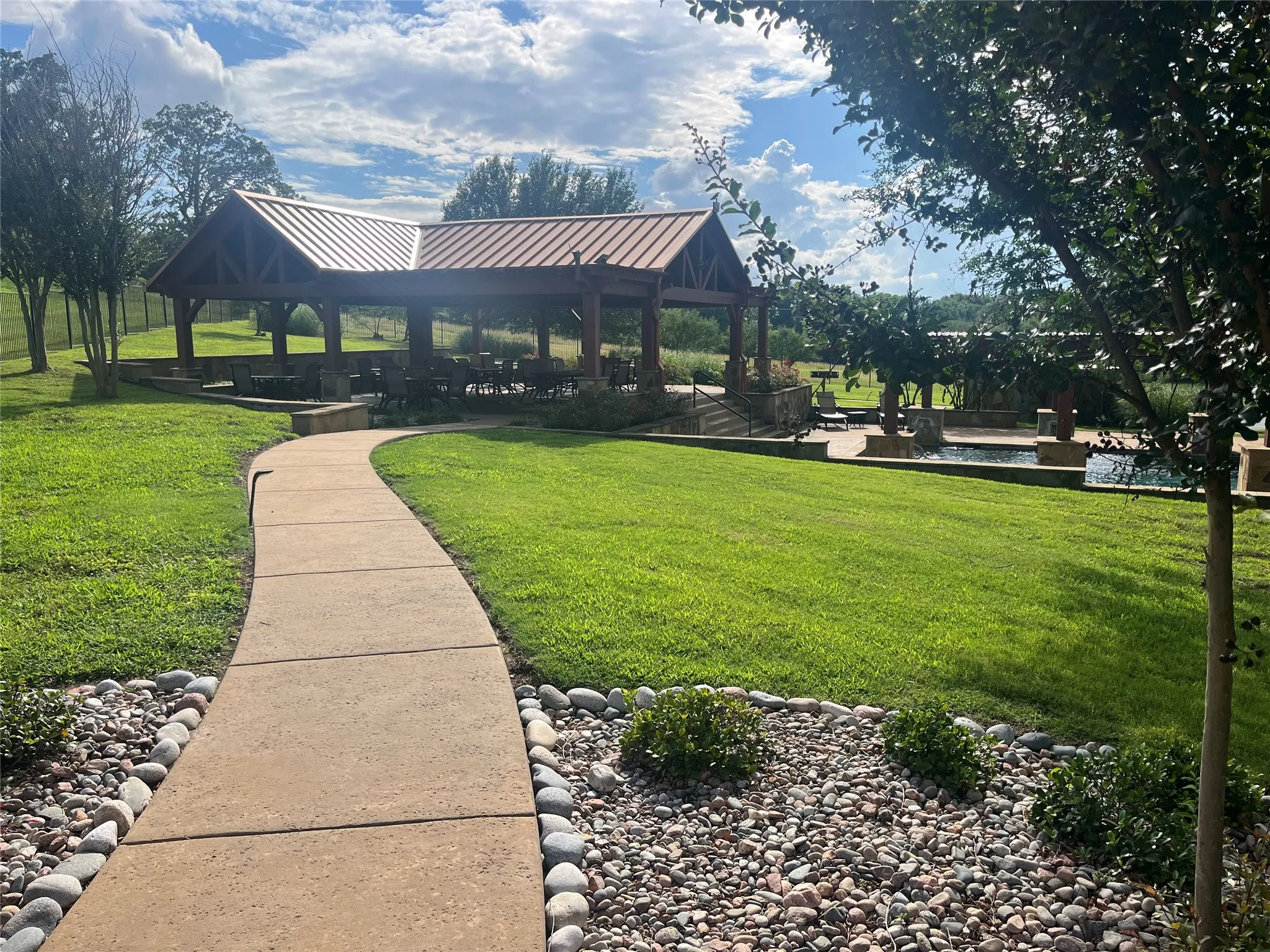 Community pool with covered pavilion