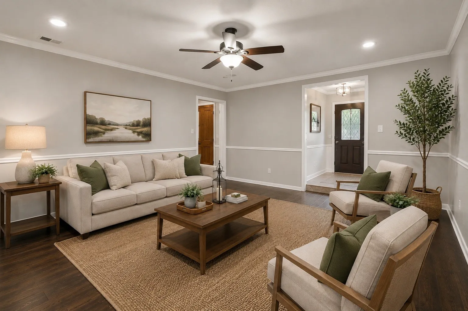 Virtually staged living room
