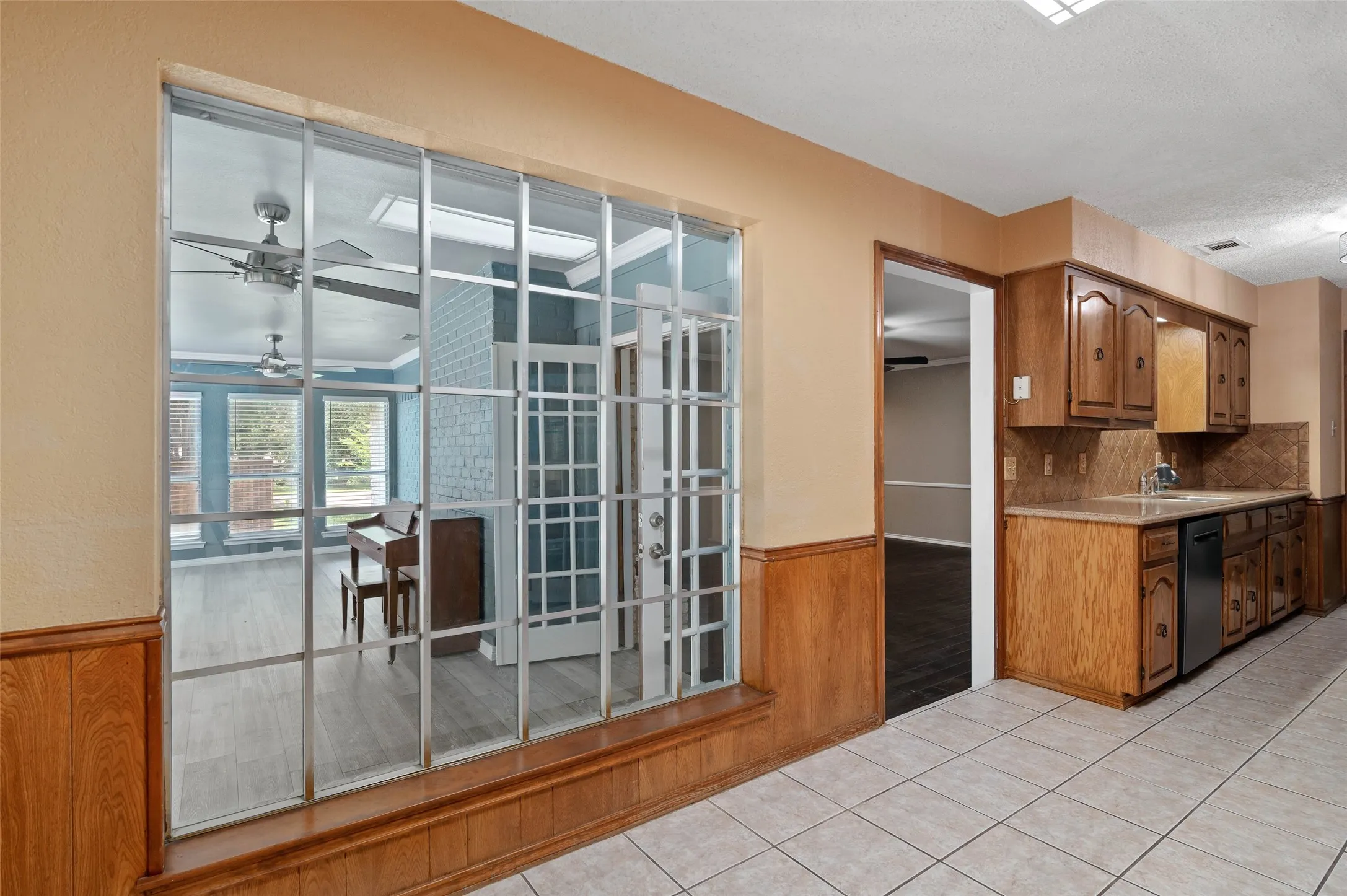 Breakfast area looks out onto the sunroom