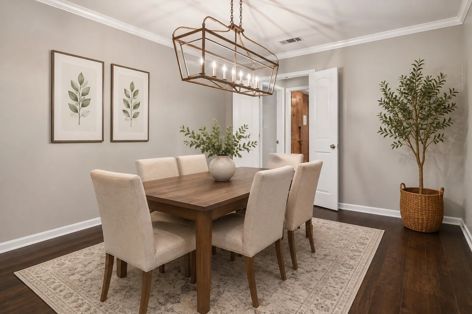 Virtually staged dining room