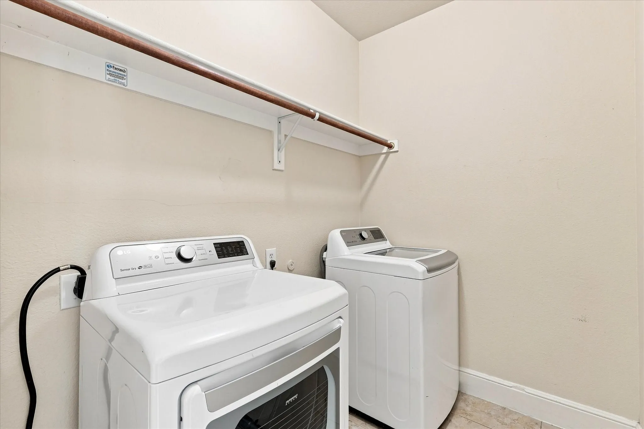 Built-in shelving with a hanging rod