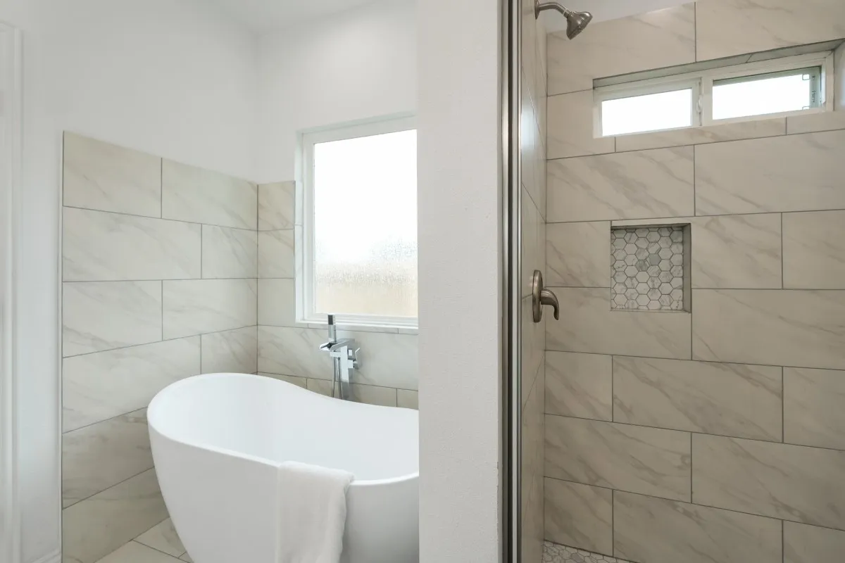Primary Bathroom with stand alone tub.