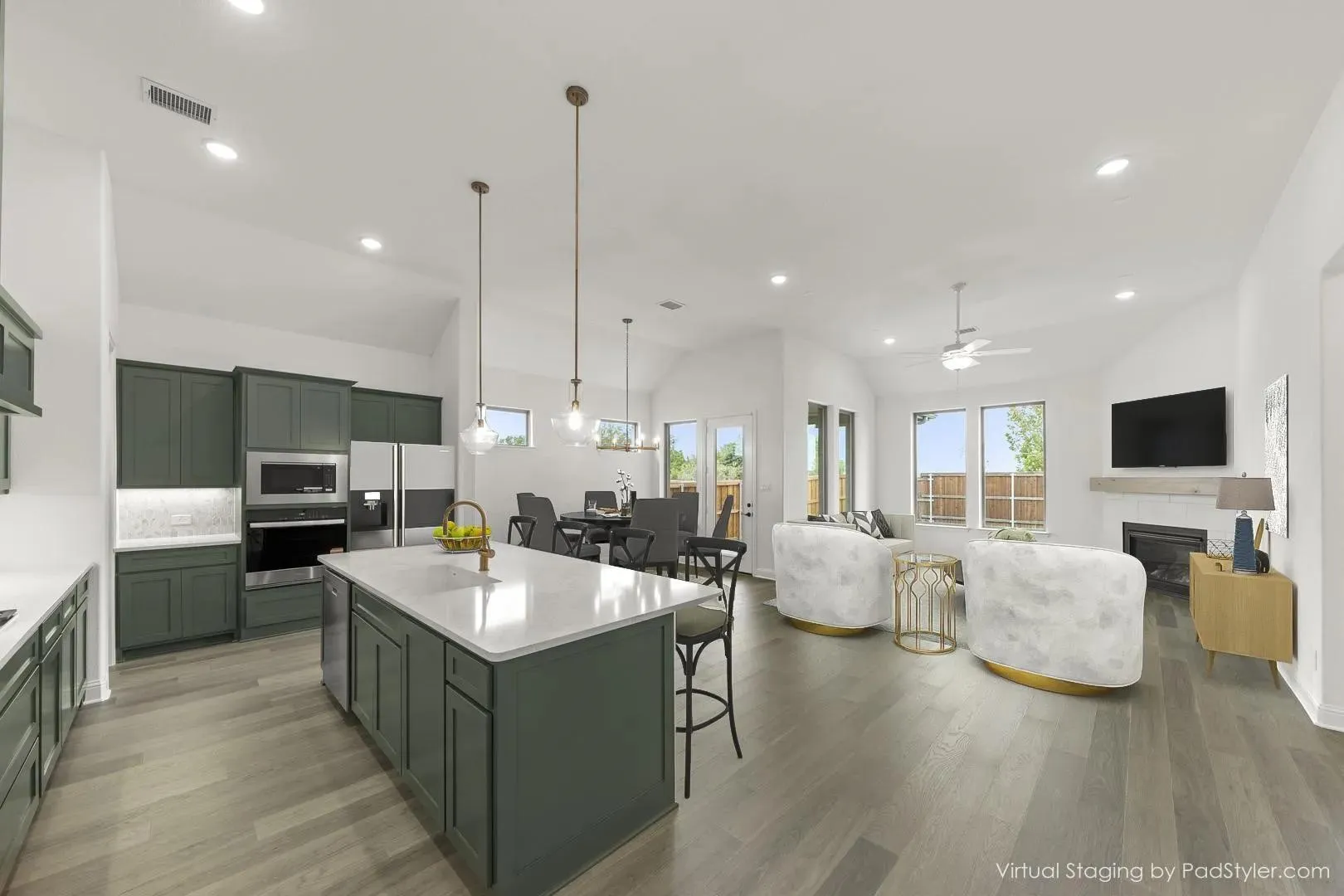 HUNTLEY - B_Kitchen & Family Room Virtually Staged