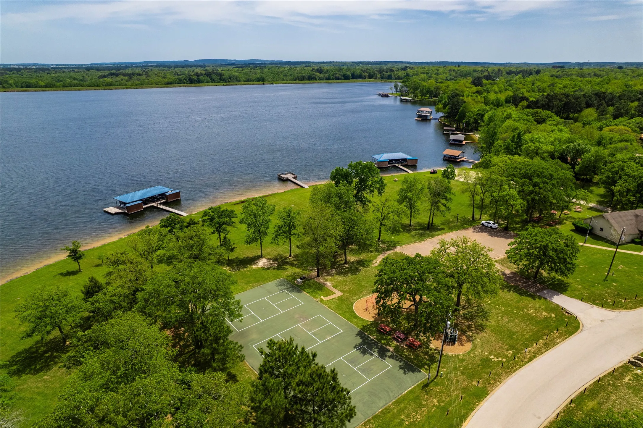 Community amenities with lake access