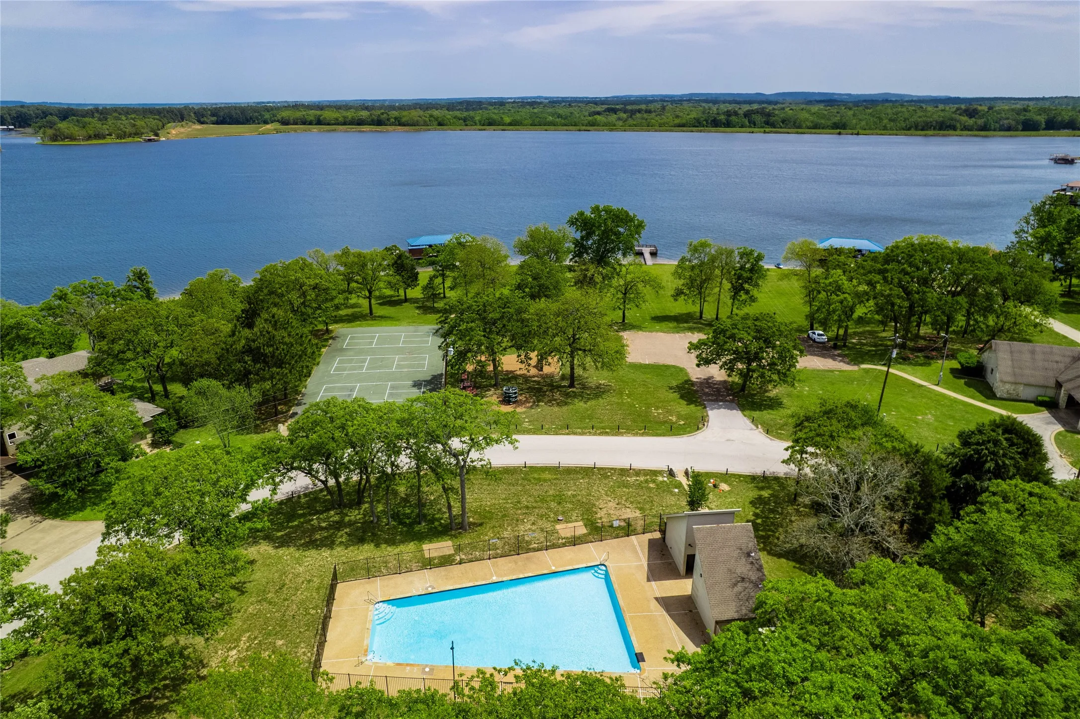 community pool and lake access