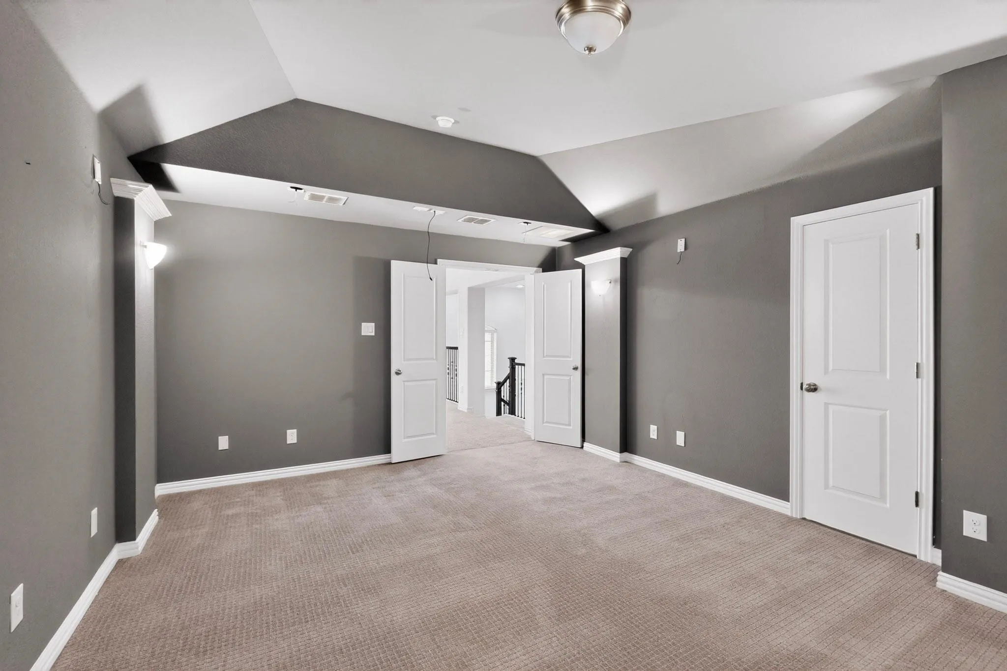 A modern home theater room set up