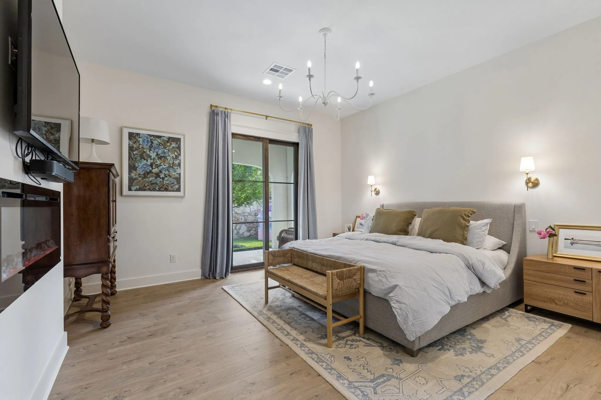 Privately situated primary suite