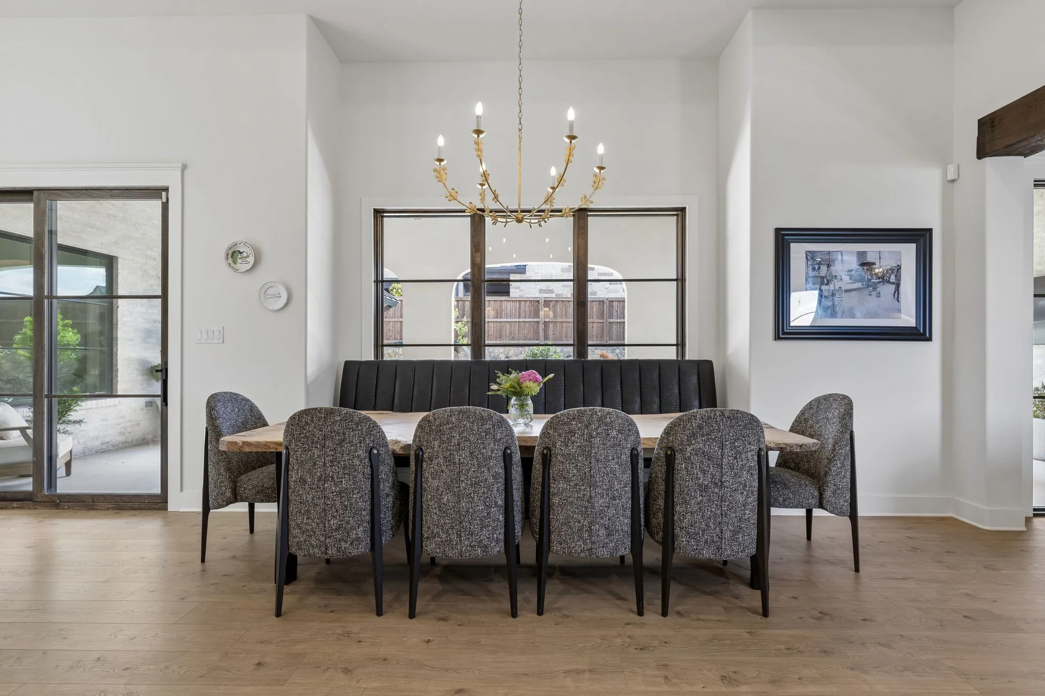 Custom built around the bench for large dinner parties