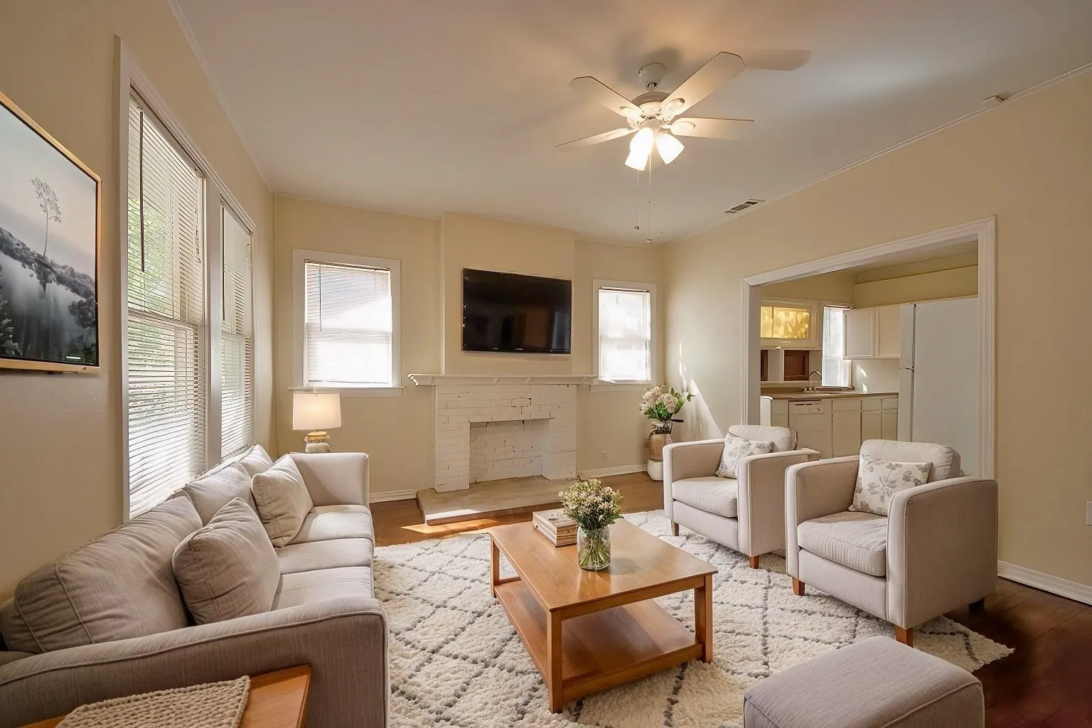 Virtually staged living room