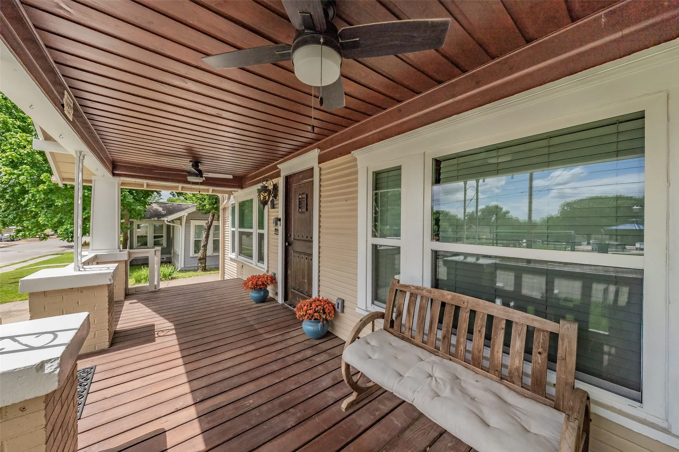 Beautiful newly remodeled front porch great for morning coffee.  Watch the kids play across the street at Cherry Park