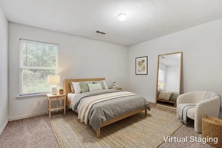 Staged primary bedroom