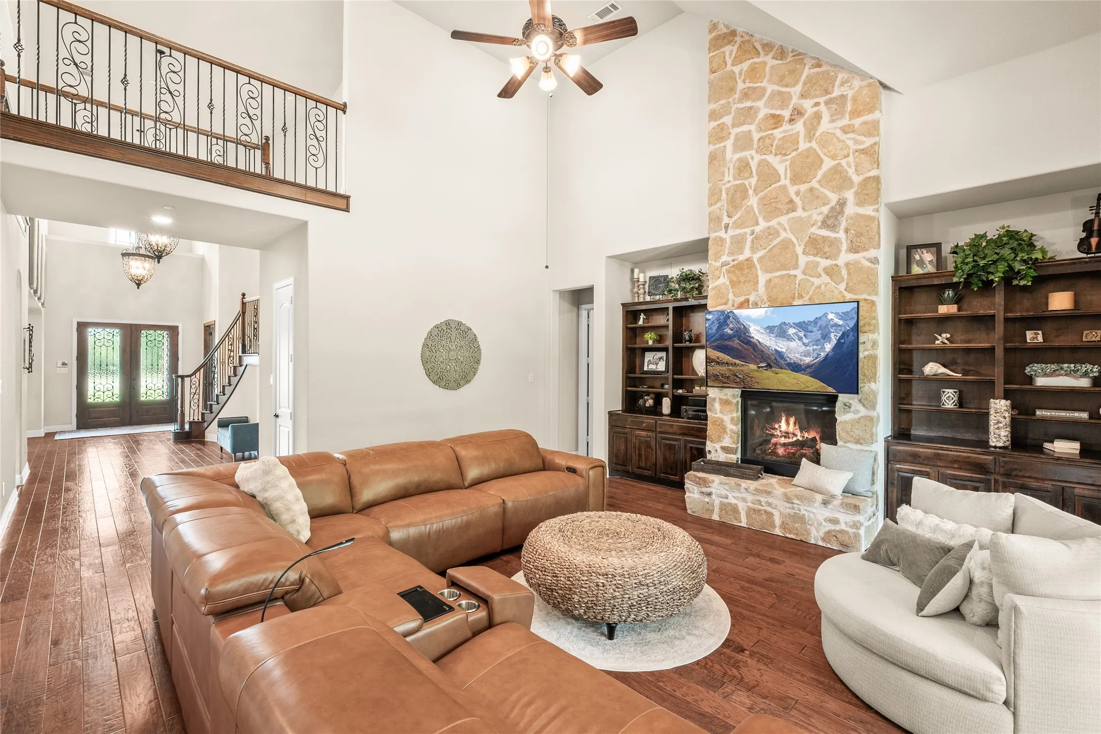 stone fireplace