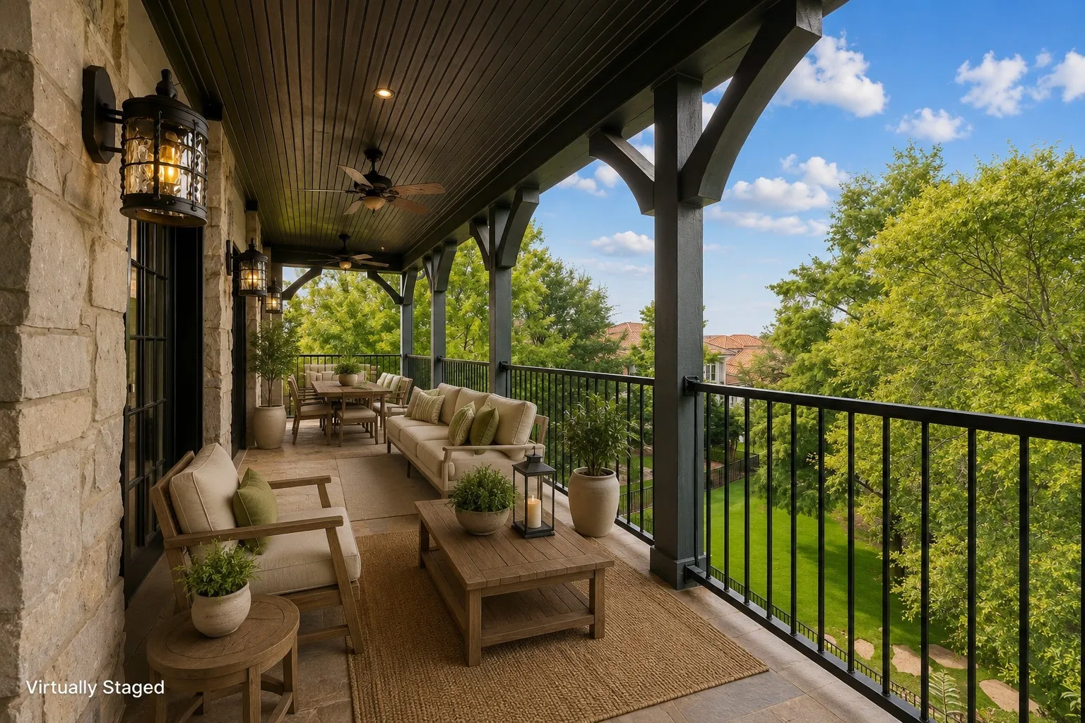 Second floor covered balcony off game room
